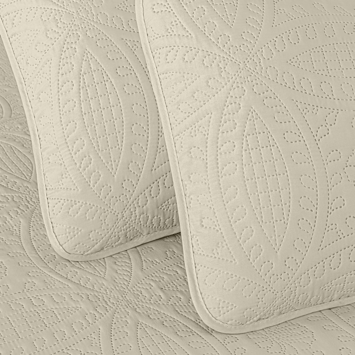 Chezmoi Austin 3-Piece Oversized Bedspread Set Queen Ivory