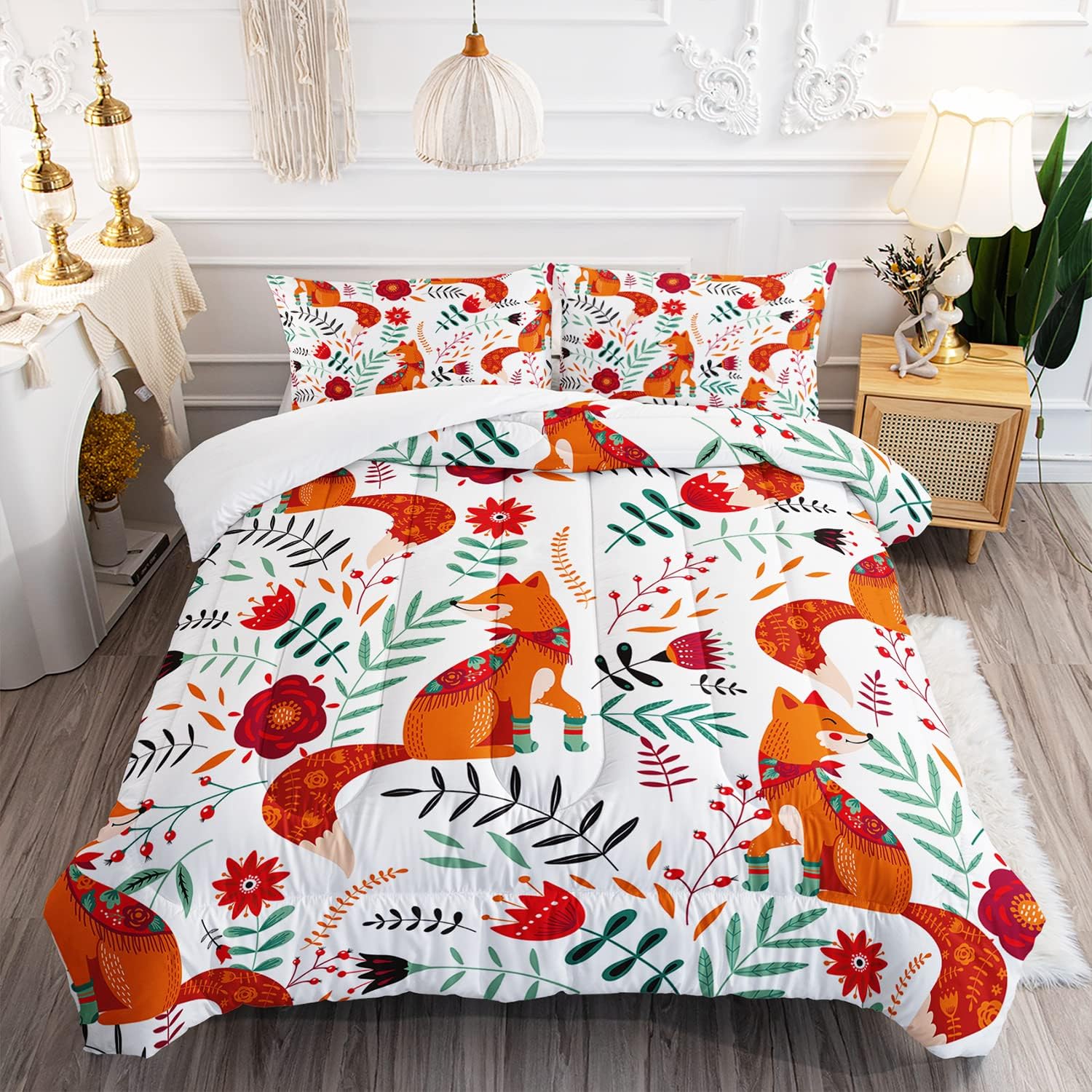 Cartoon Fox 3-Piece Comforter Set for Kids