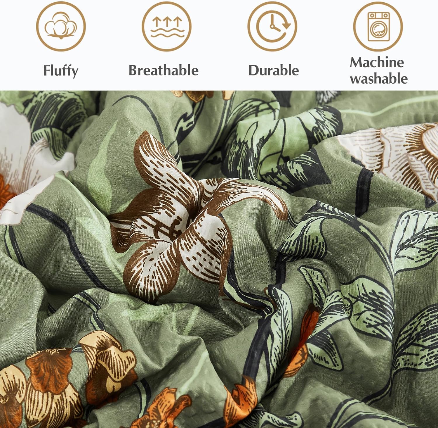 CASAAGUSTO Green Butterfly Queen Comforter Set 7PCS