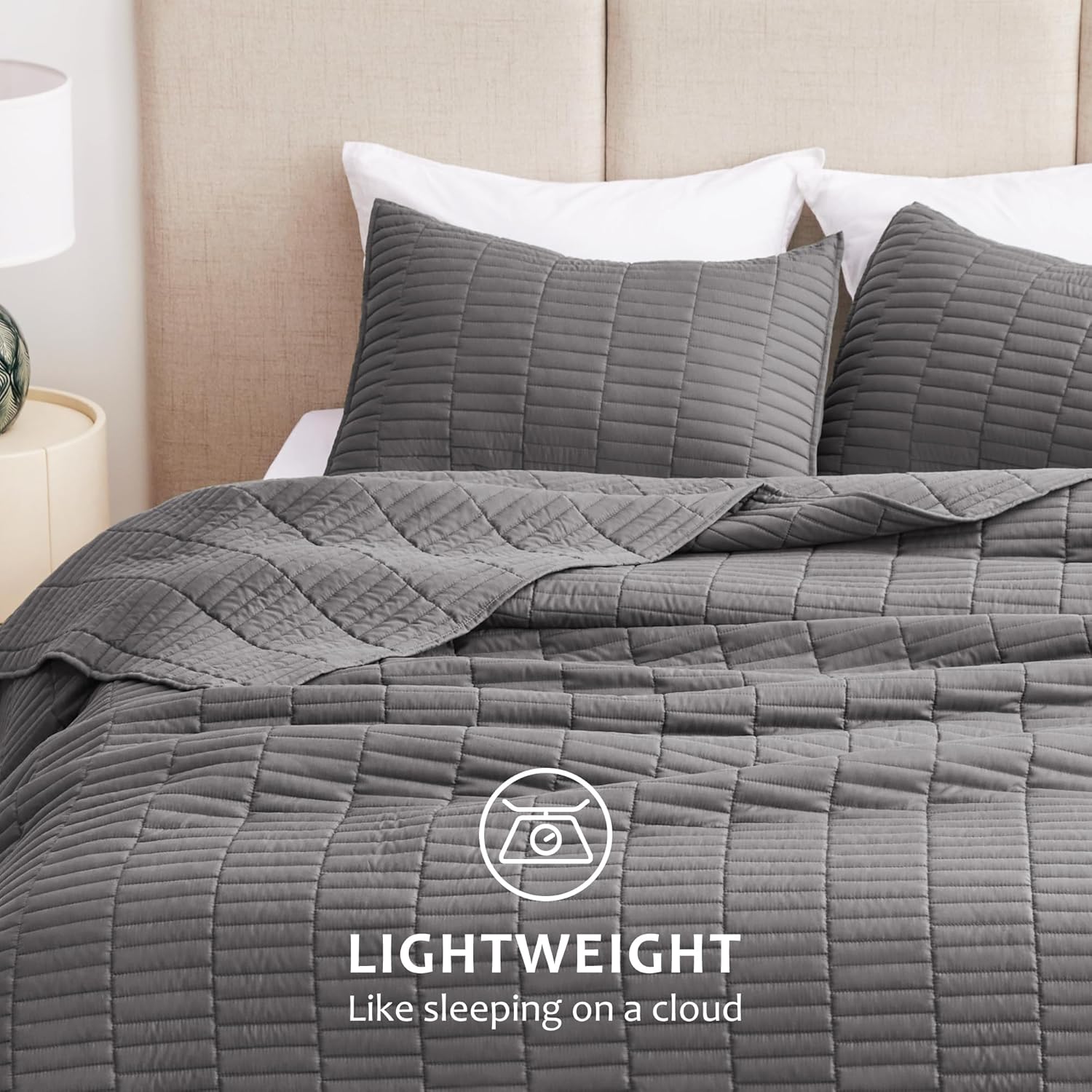 EXQ Home Grey Quilt Set 3 Piece Full Queen 1