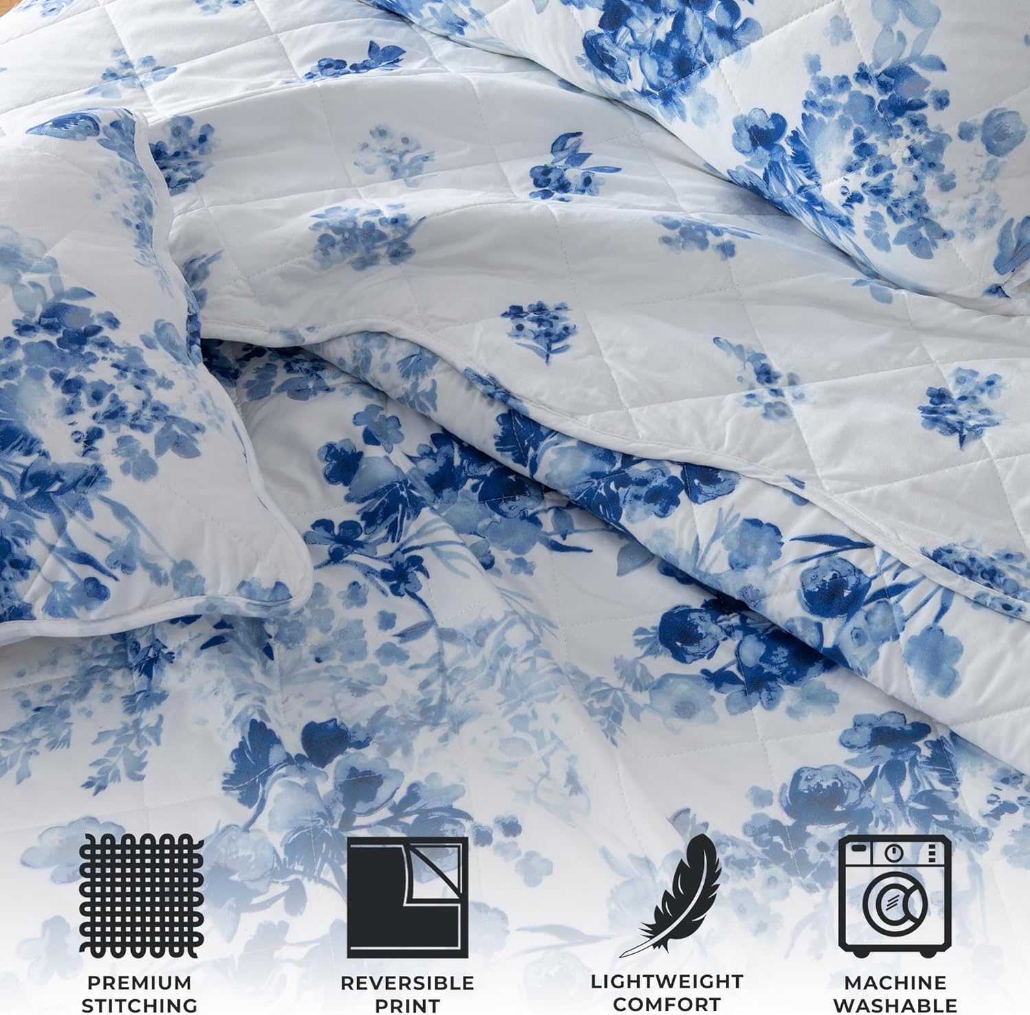 Great Bay Home Floral Quilt Set FullQueen Reversible