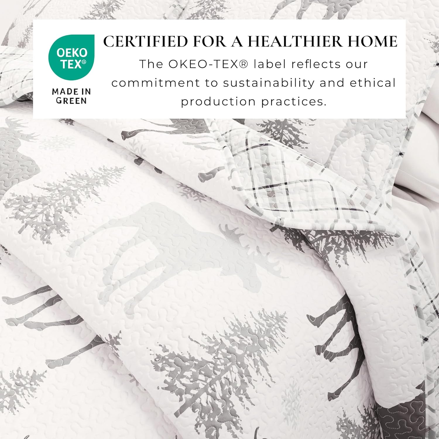 Great Bay Home Moose Grey 3-Piece Reversible Quilt Set