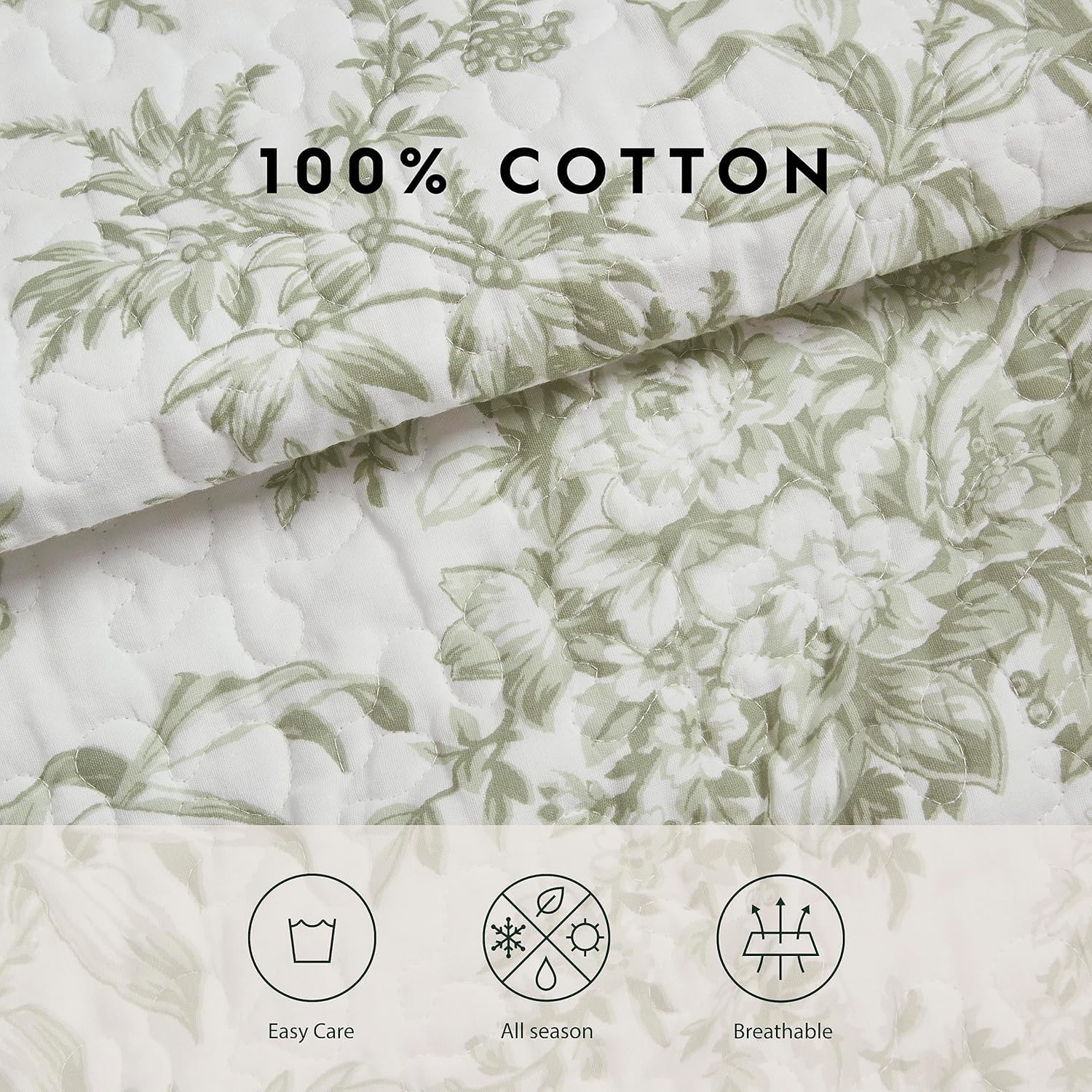 Laura Ashley Twin Quilt Set Reversible Cotton Bedding with Matching Sham