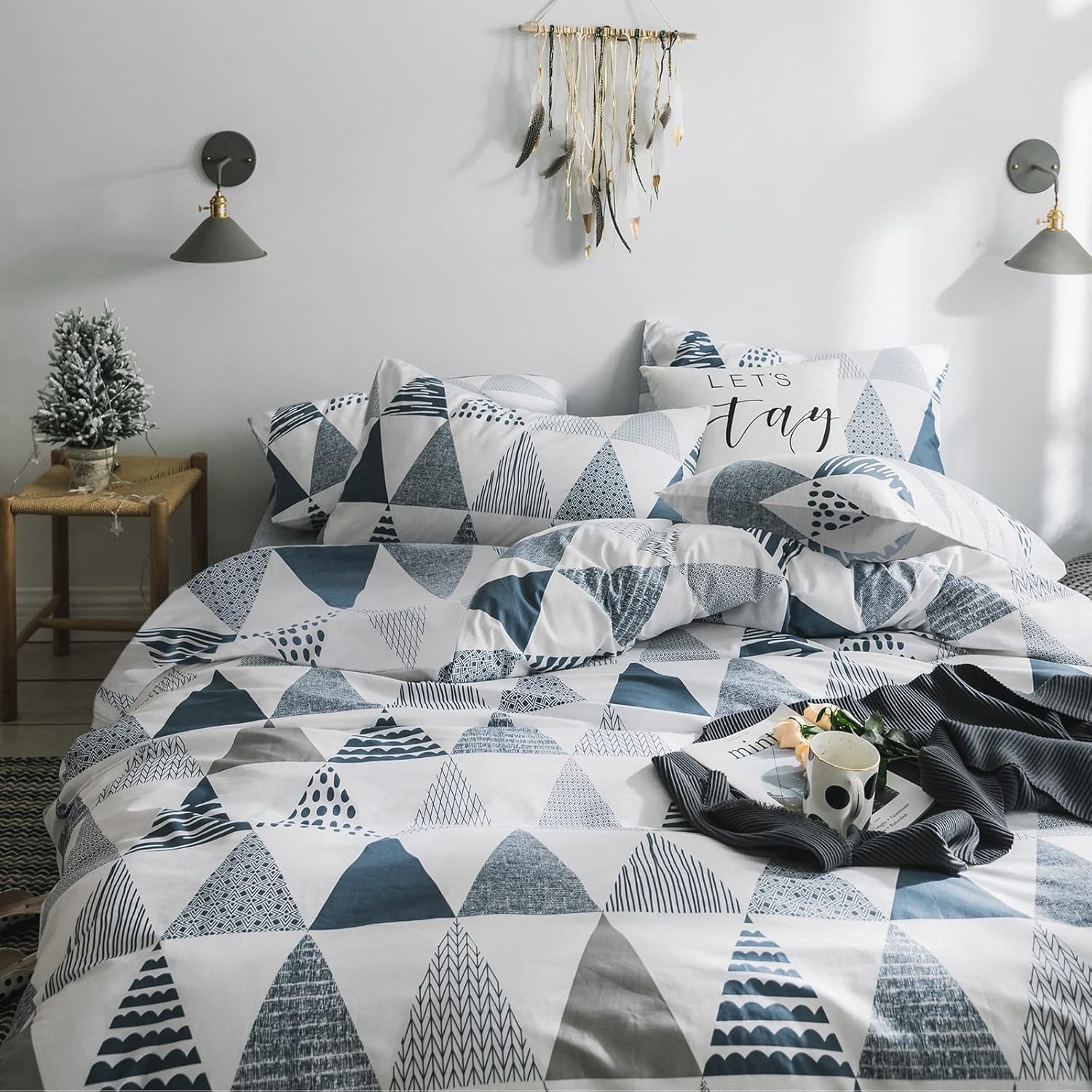 HighBuy Dark Blue Triangle Comforter Set