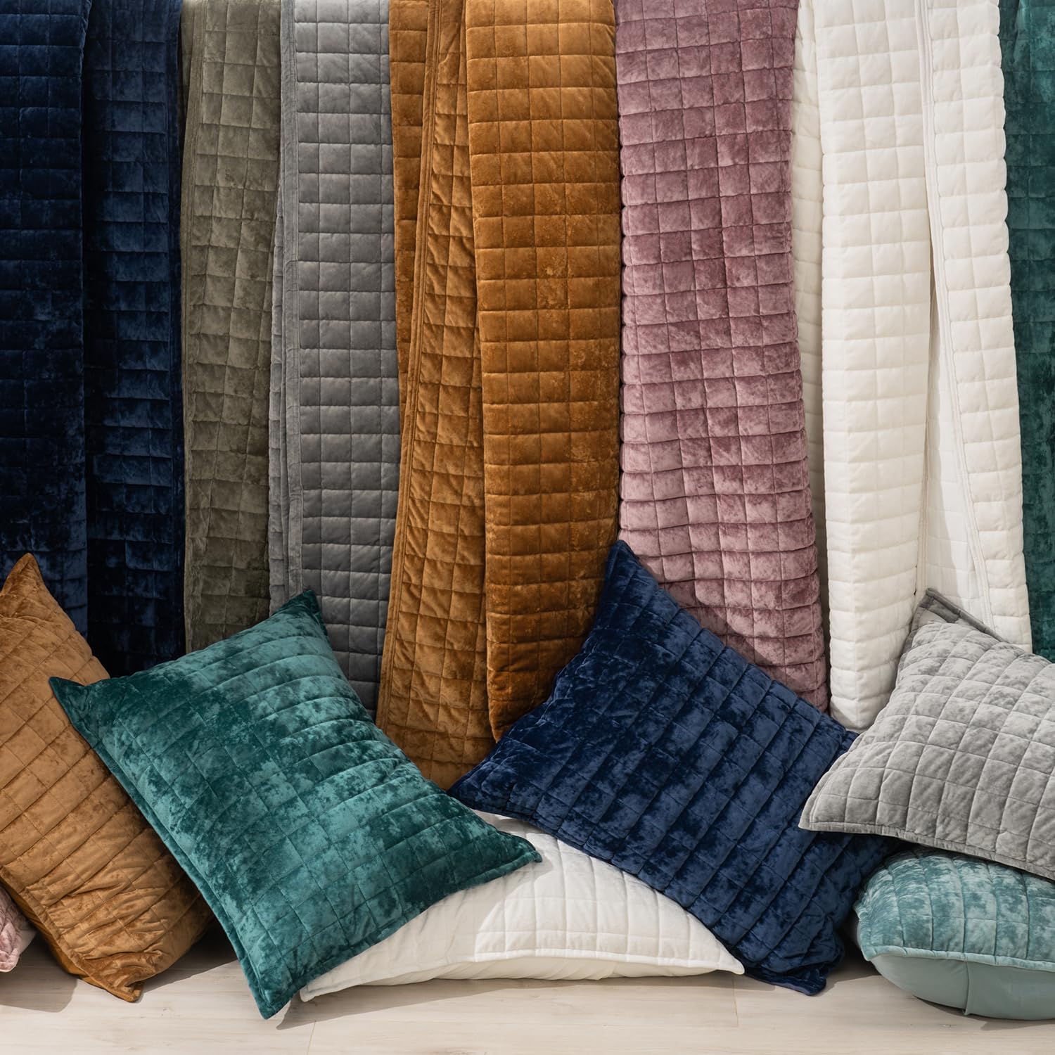 RECYCO Luxury Velvet Quilt Set Twin Size Gray