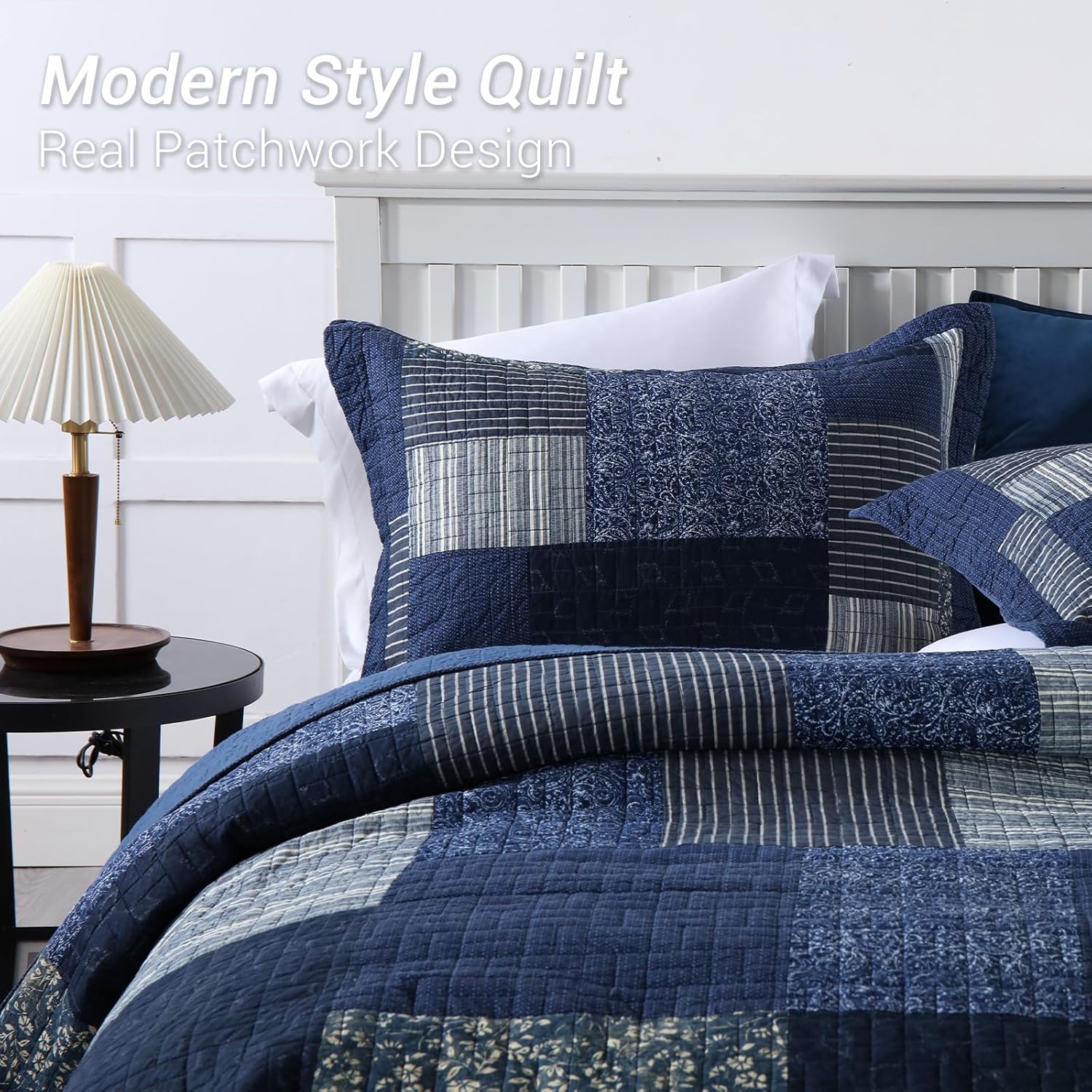 Yvooxny King Size Reversible Quilt Set 3-Piece