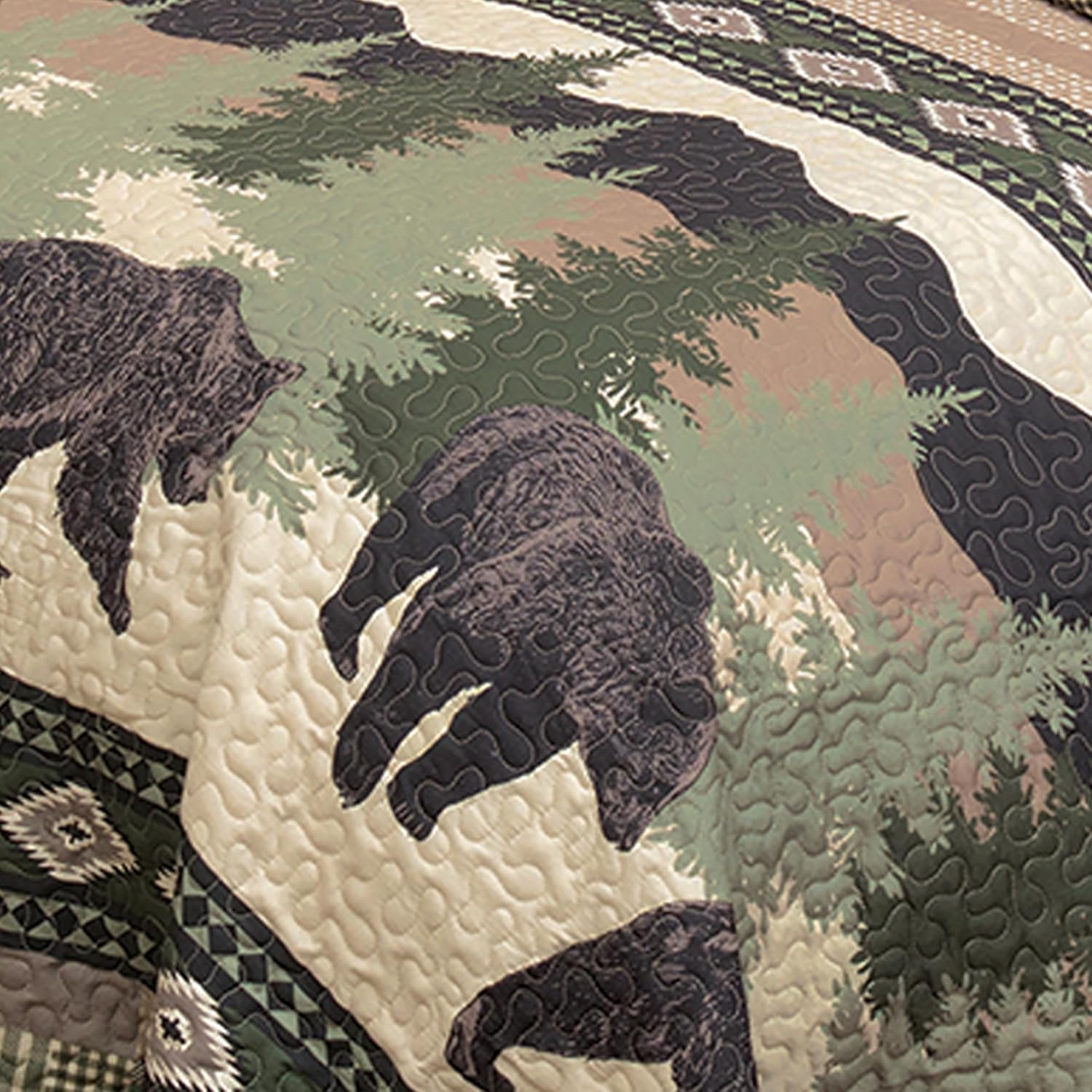 Black Forest Dcor Black Bear Quilt Bed Set Queen