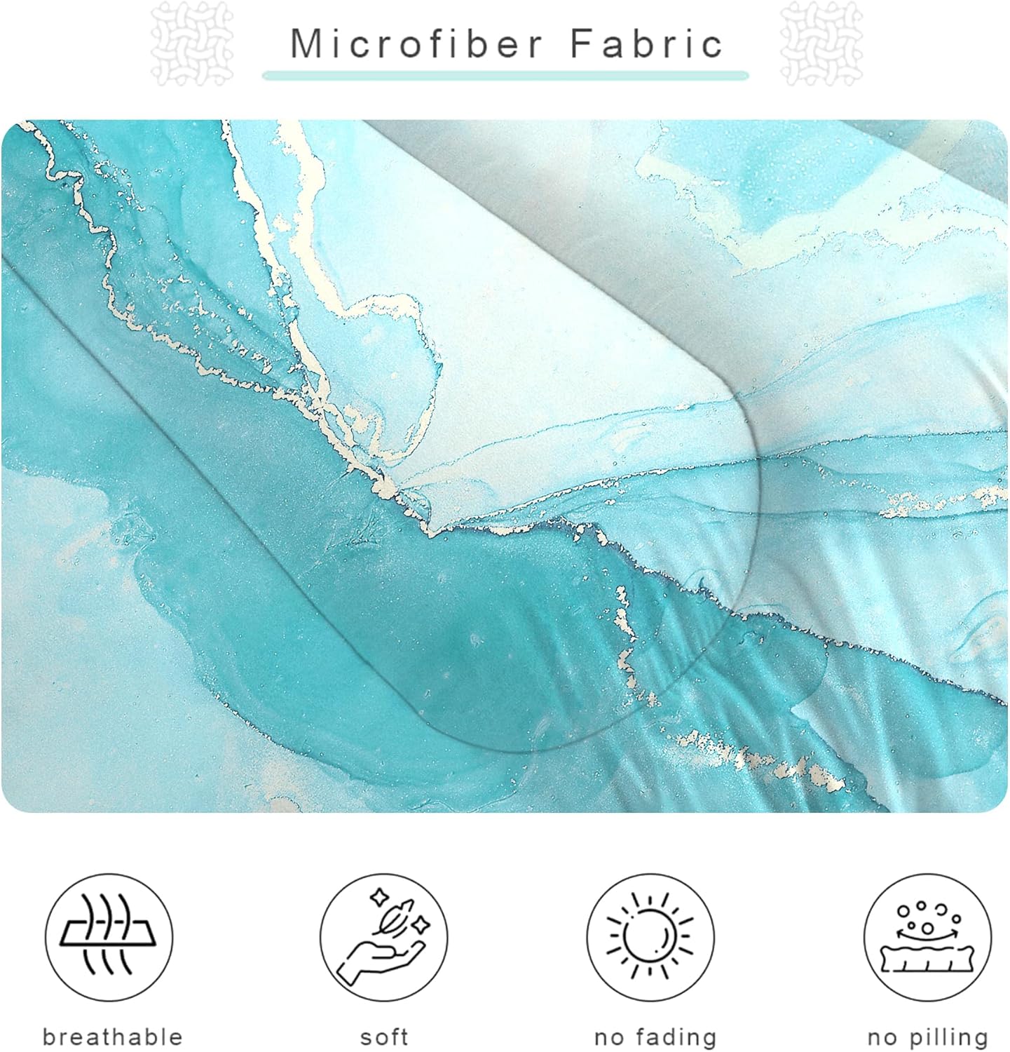 EDGZKO Blue Marble Comforter Set for Kids and Teens