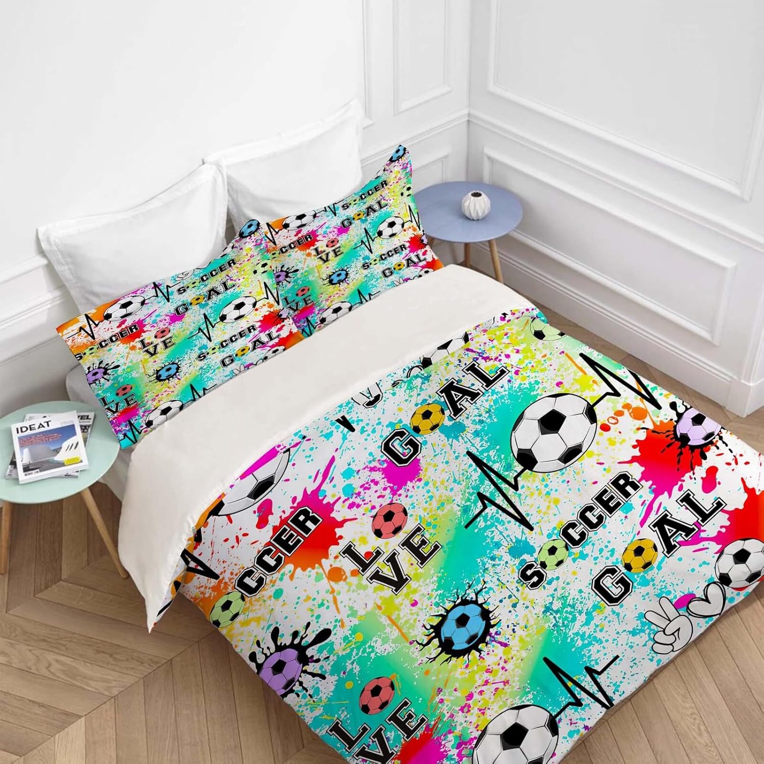 Fuzawet Soccer Comforter Set 3 Pieces Twin Bedding for All Ages