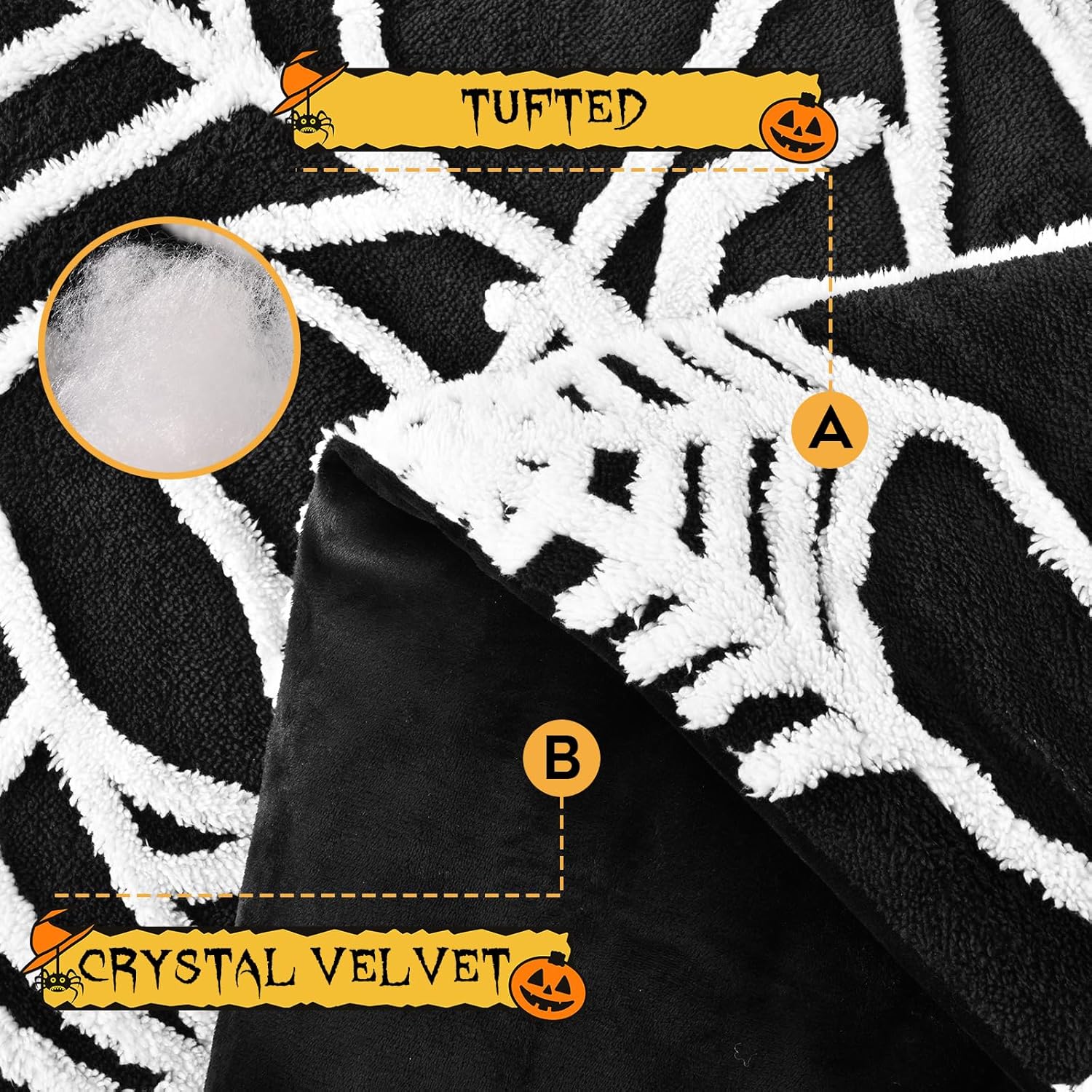 Yinhua Halloween Queen Comforter Set with Spider Web Design