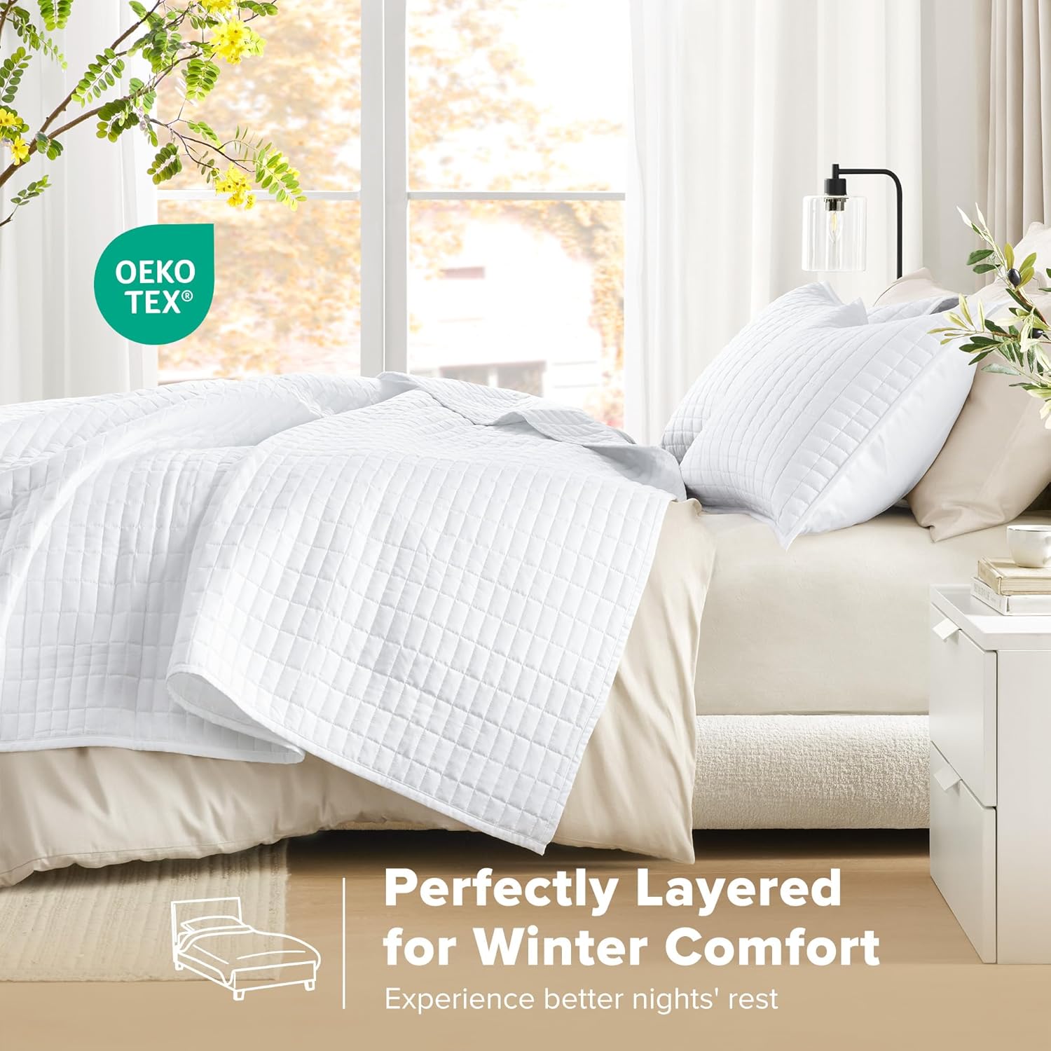 Comfort Spaces Kienna Quilt Set - Lightweight Soft Double Sided Summer Blanket