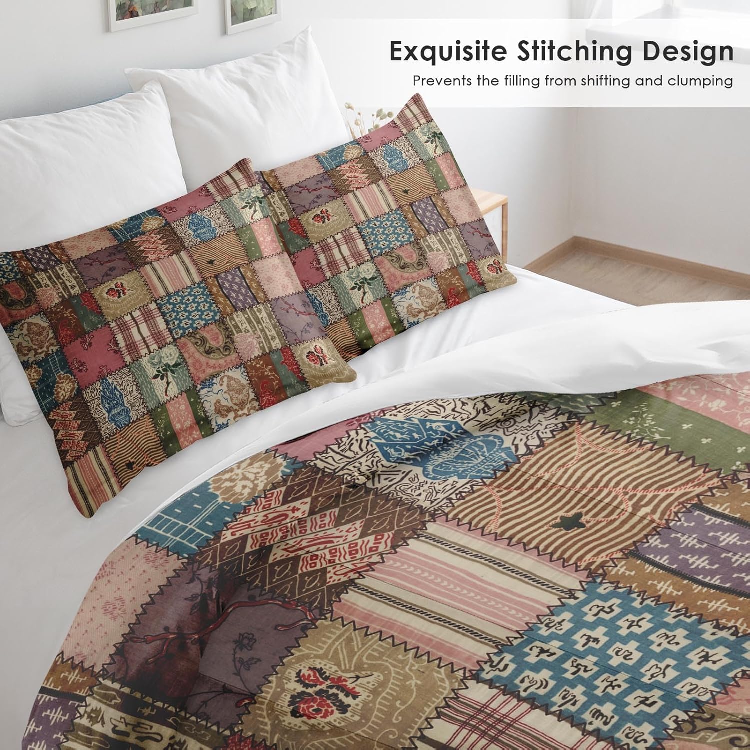 Pamnest Comforter Set Full Size Geometric Plaid