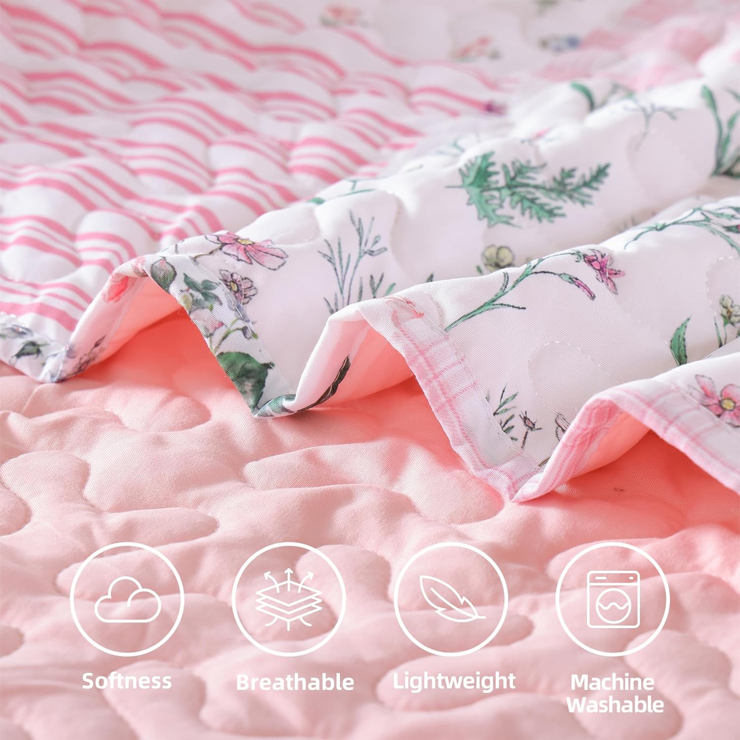 YIKUSH Queen Size Floral Quilt Set 3 Pieces 1