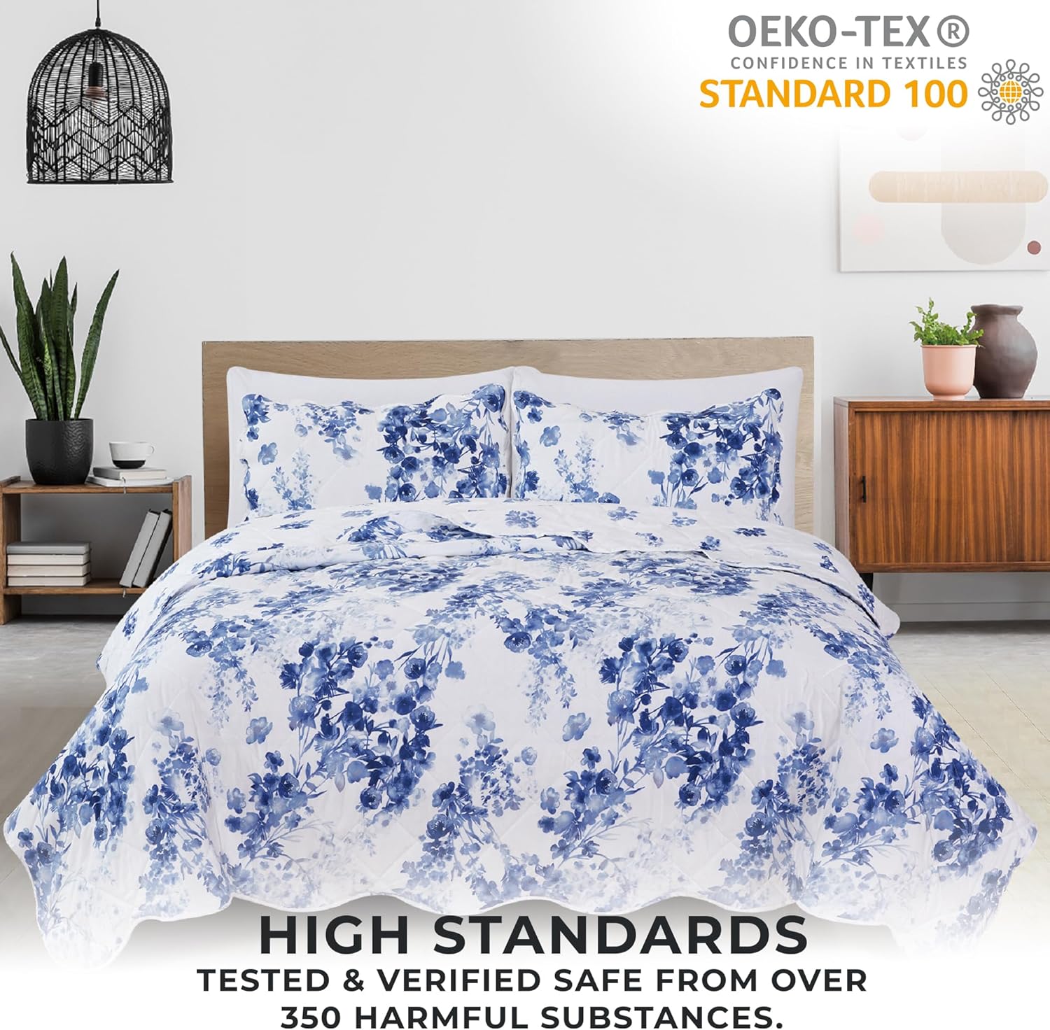 Great Bay Home Floral Quilt Set FullQueen Reversible