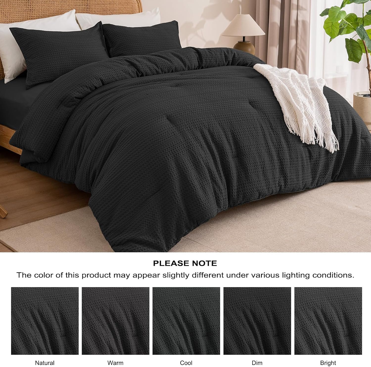 PHF Ultra-Soft Waffle Comforter Set Queen Size