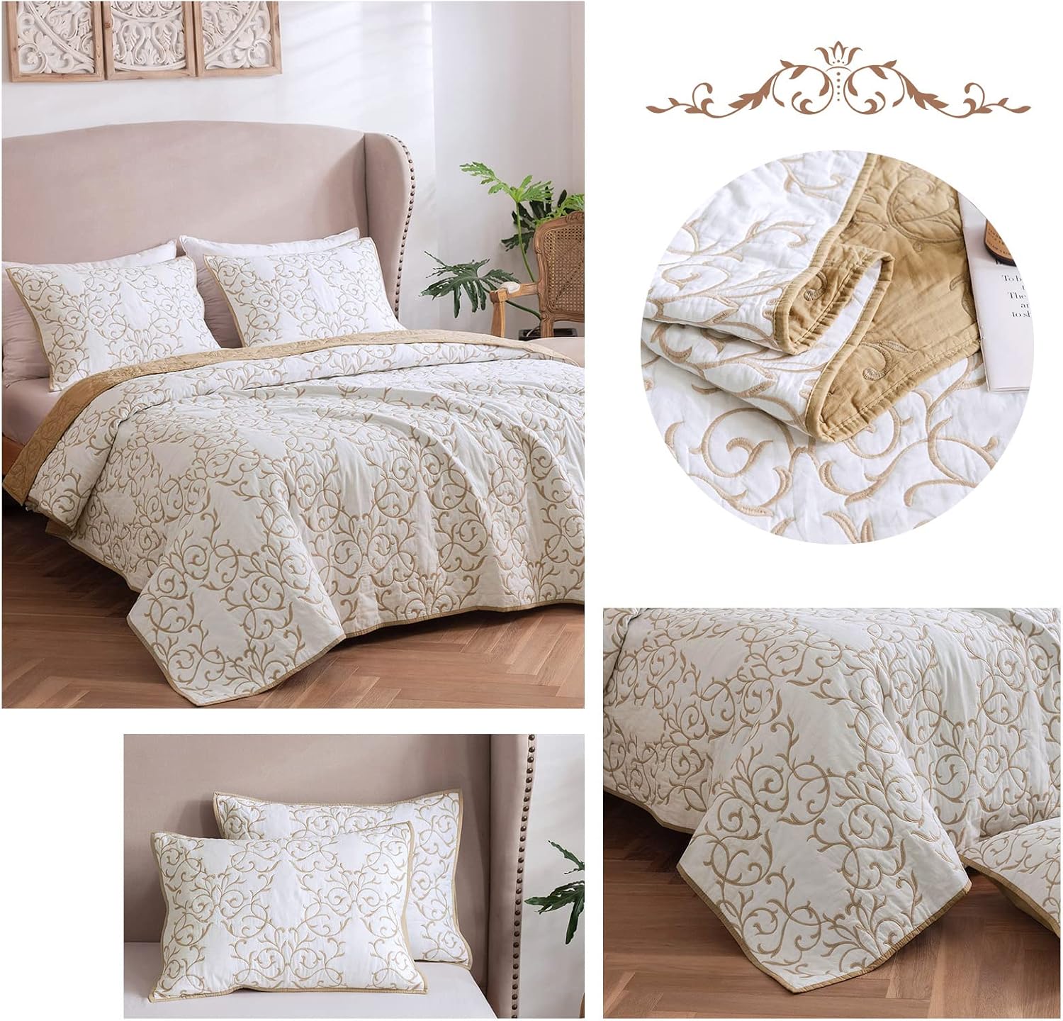 mixinni Reversible King Size Quilt Set with Soft Pillow Shams