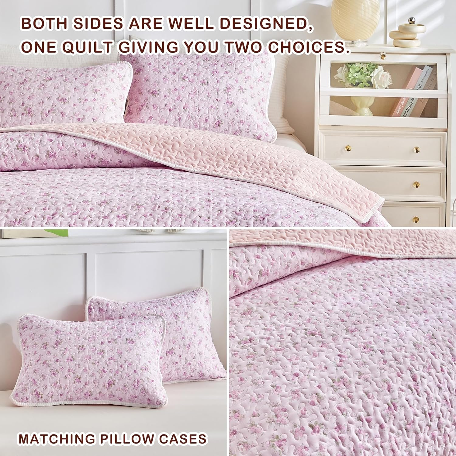 Joyreap 2-Piece Floral Cotton Quilt Set for Girls