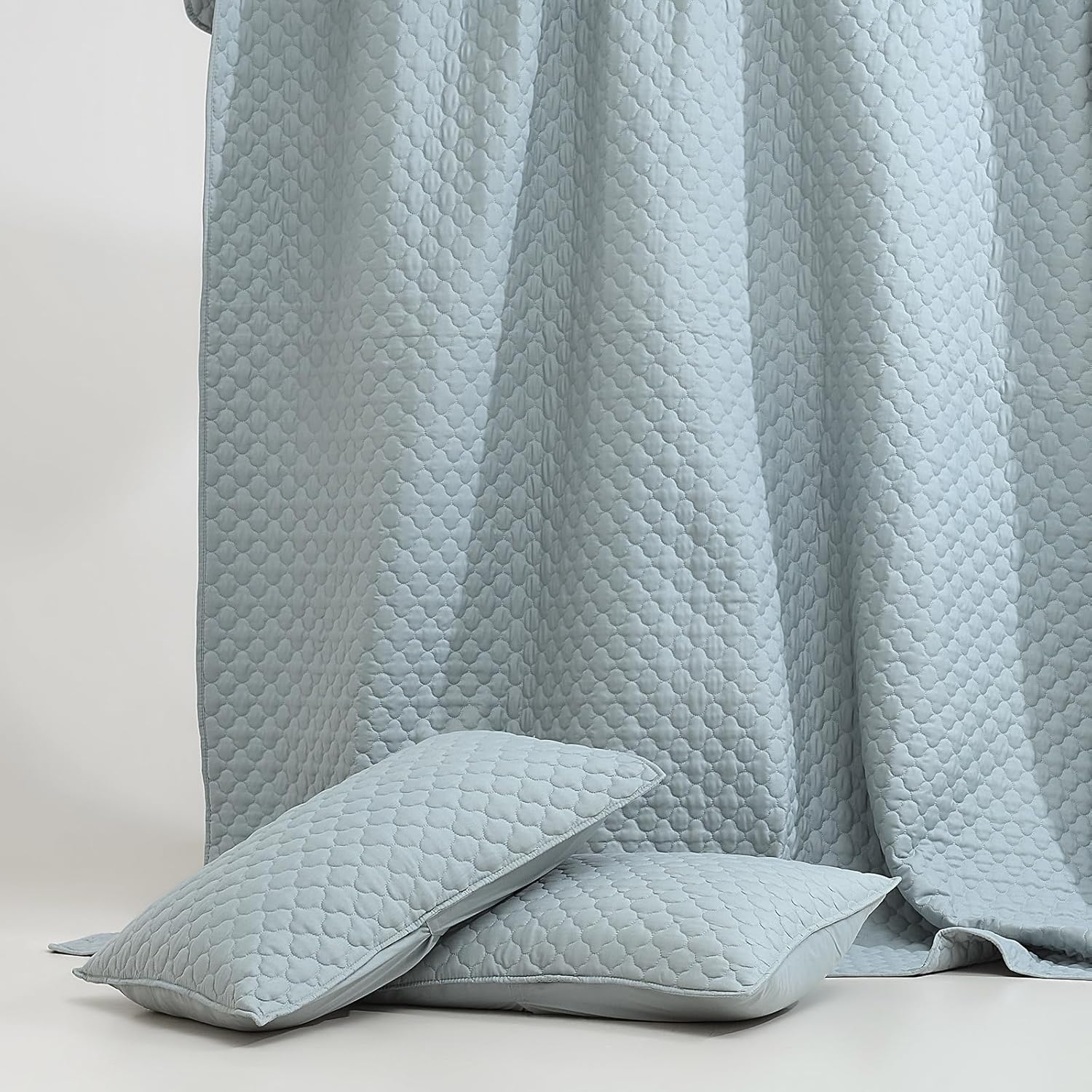 HORIMOTE HOME Quilt Set Twin Size Chambray Blue Cloud Pattern