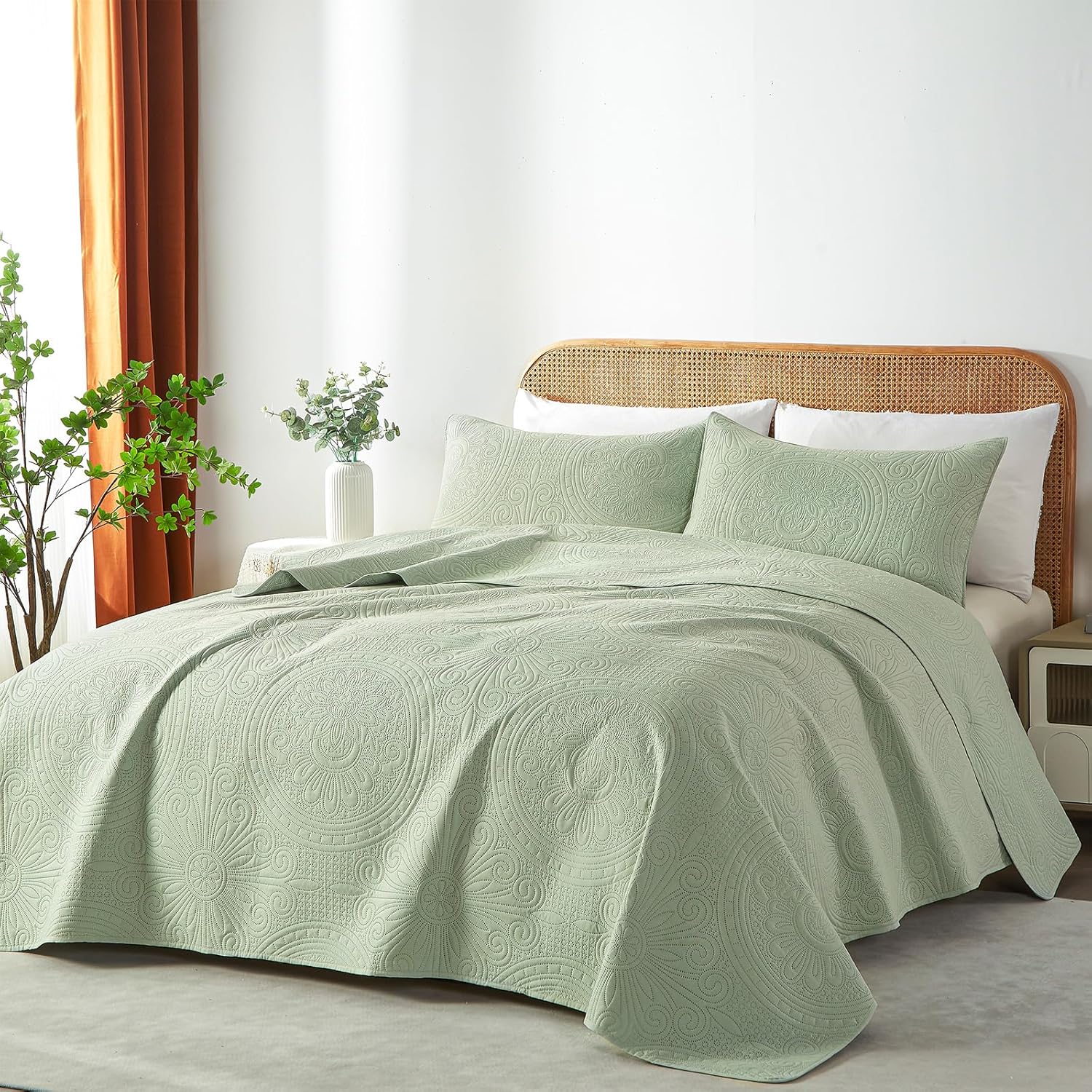 WURUIBO Twin Quilt Set Sage Green