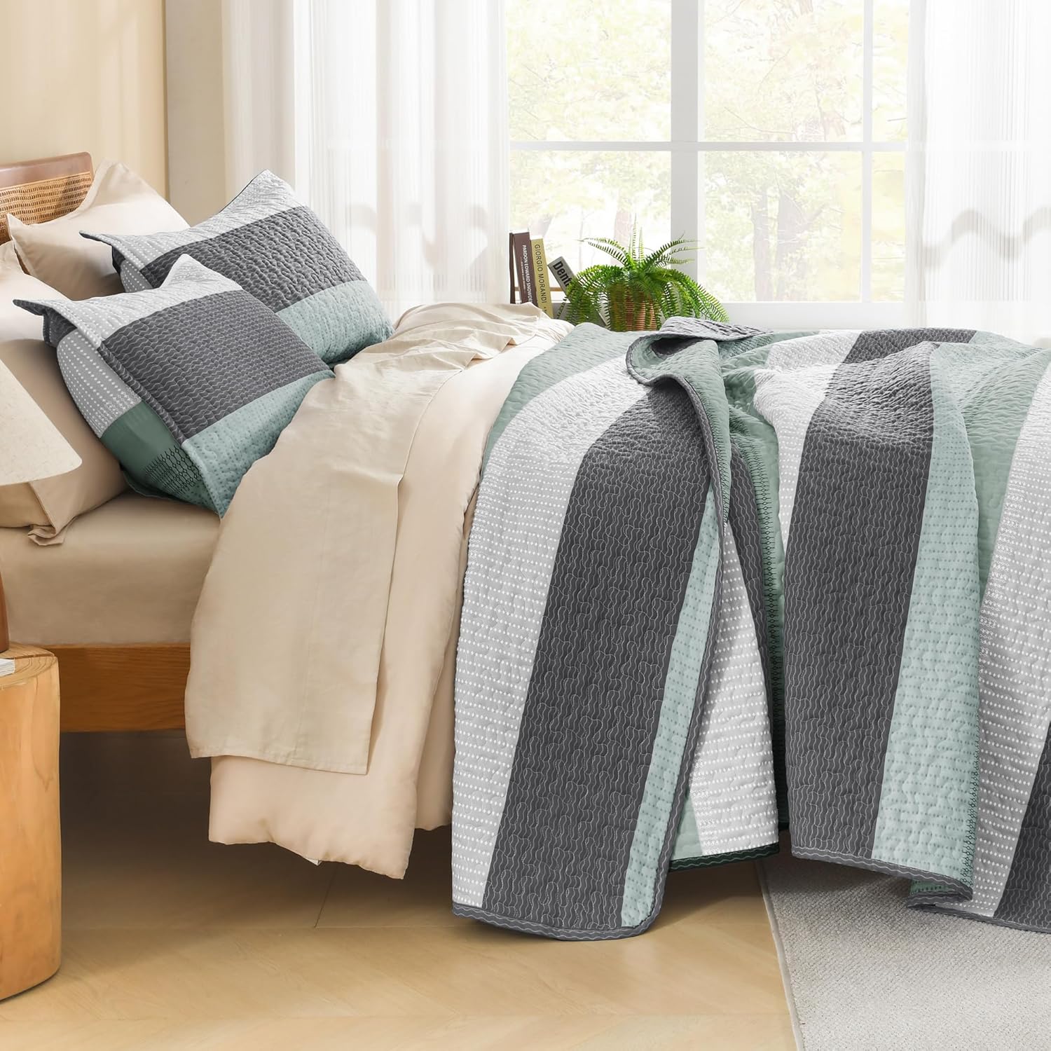 Litanika Oversized King Quilt Set Sage Green 1