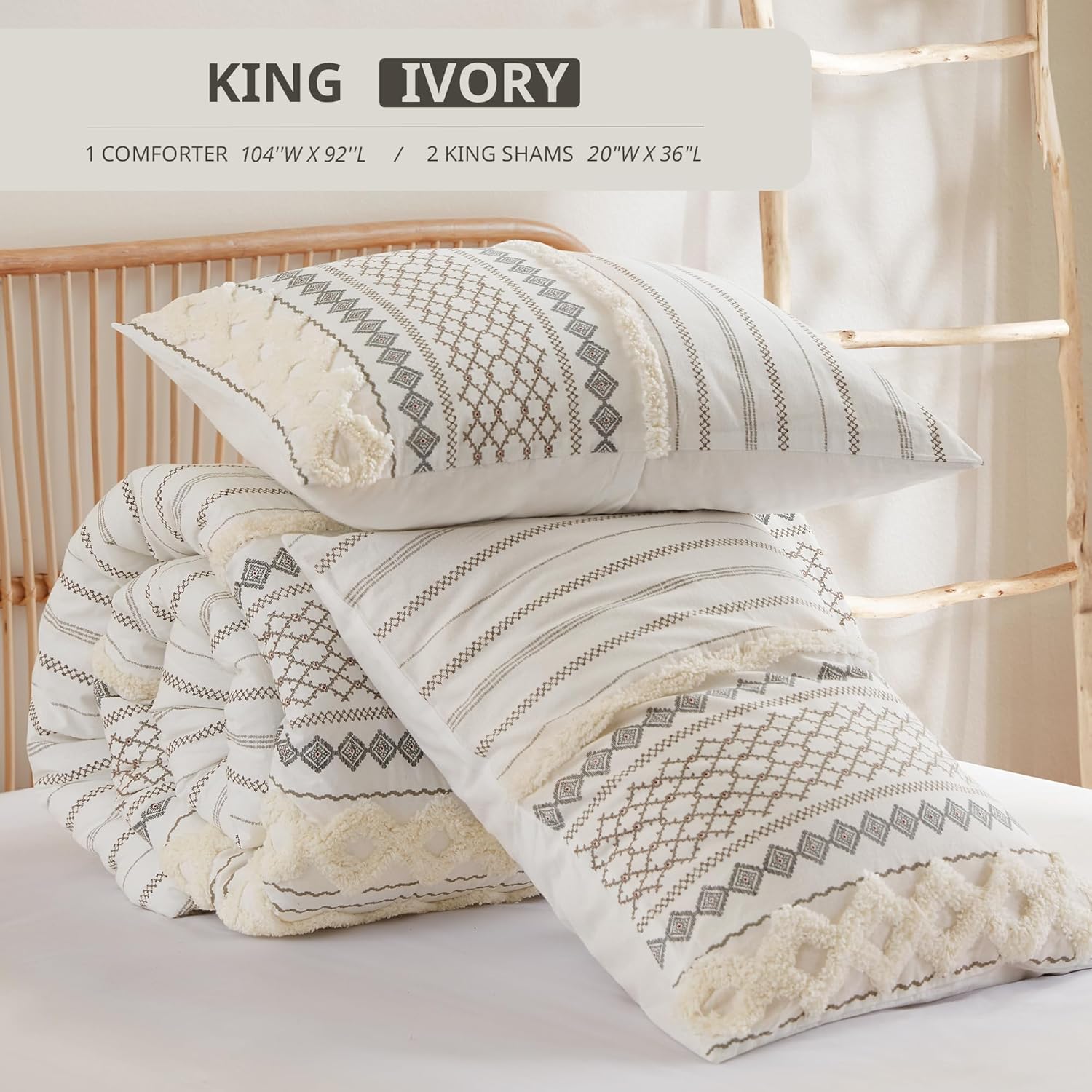 INKIVY King Size Chenille Tufted Comforter Set