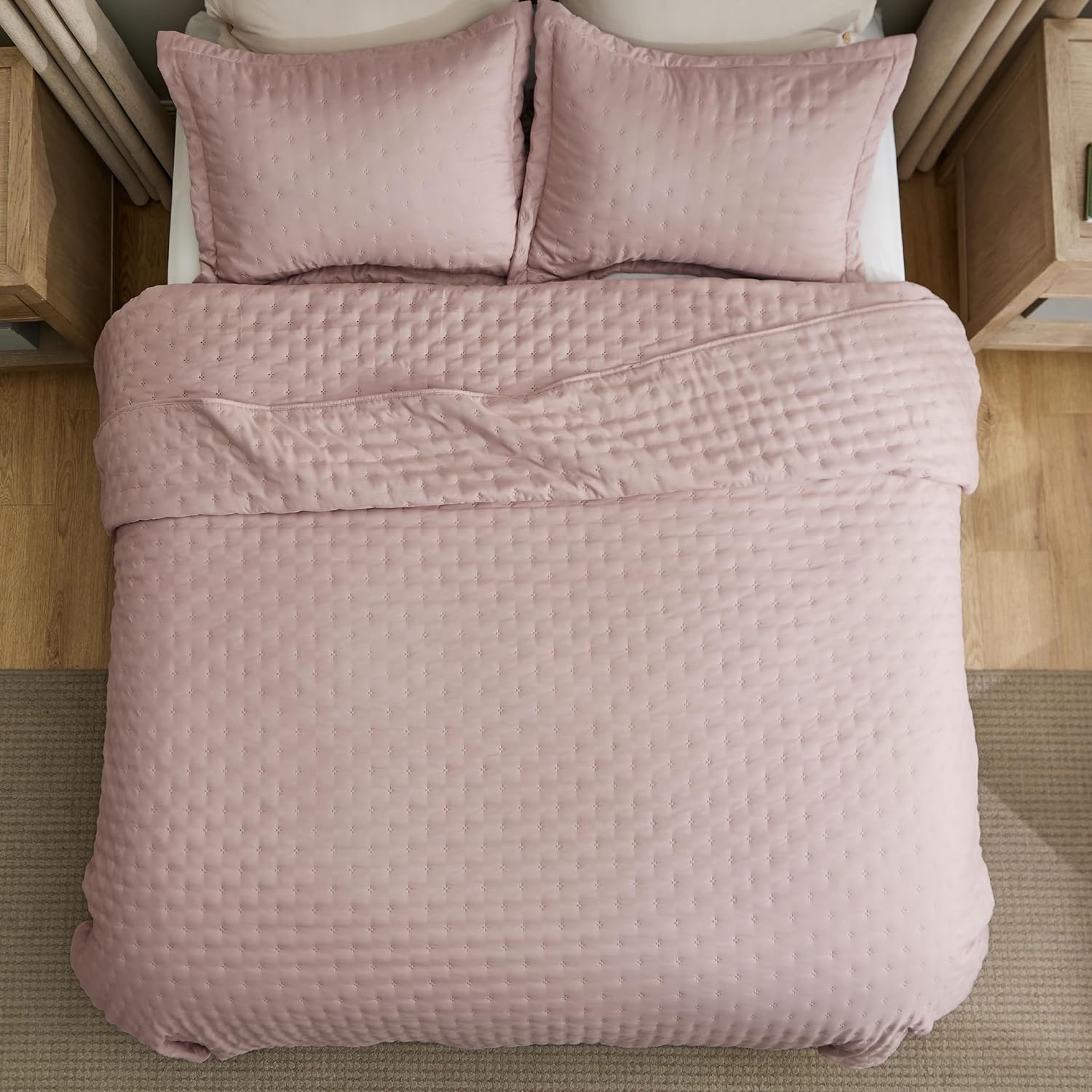 Bedsure King Quilt Set - Ultra Soft Dusty Rose Bedspread