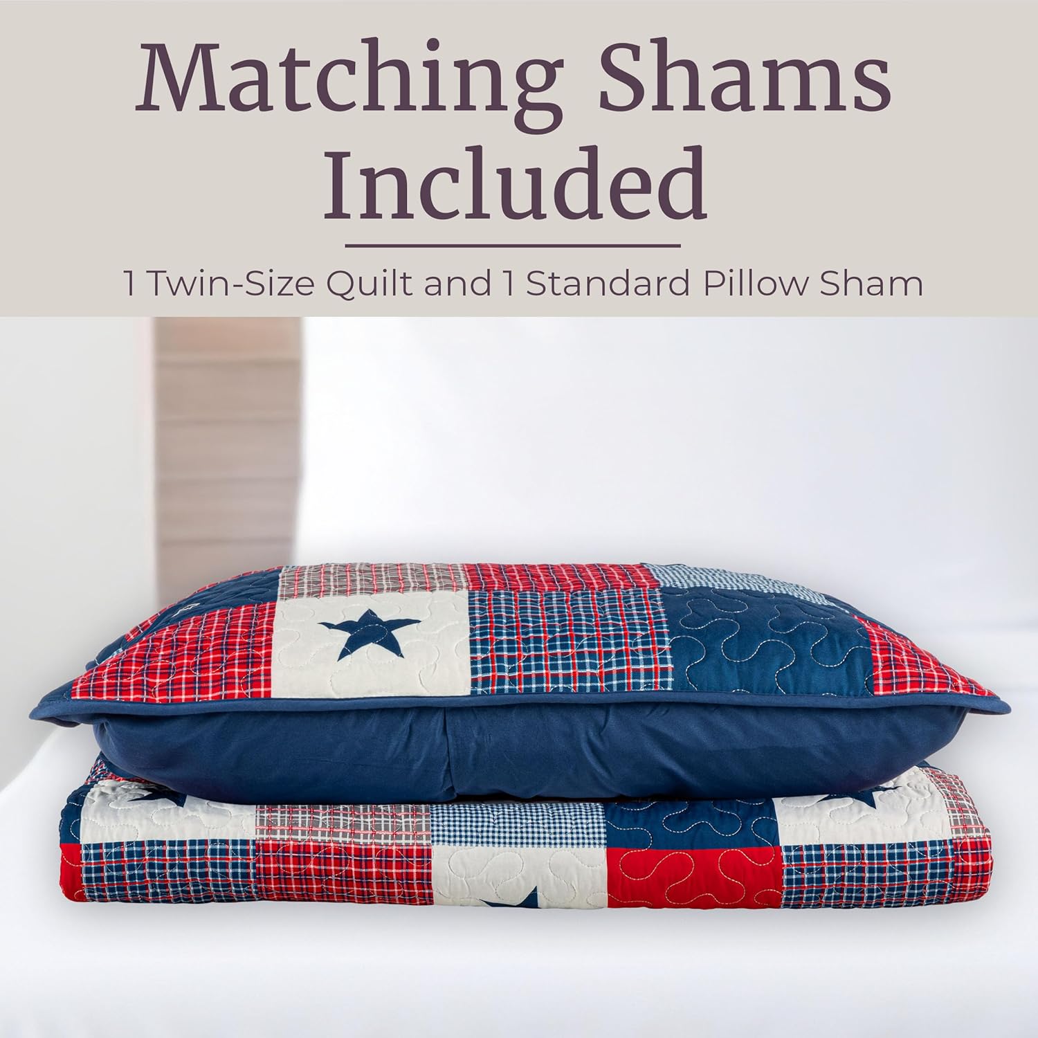 Lavish Home Patriotic Quilt Set Twin Size