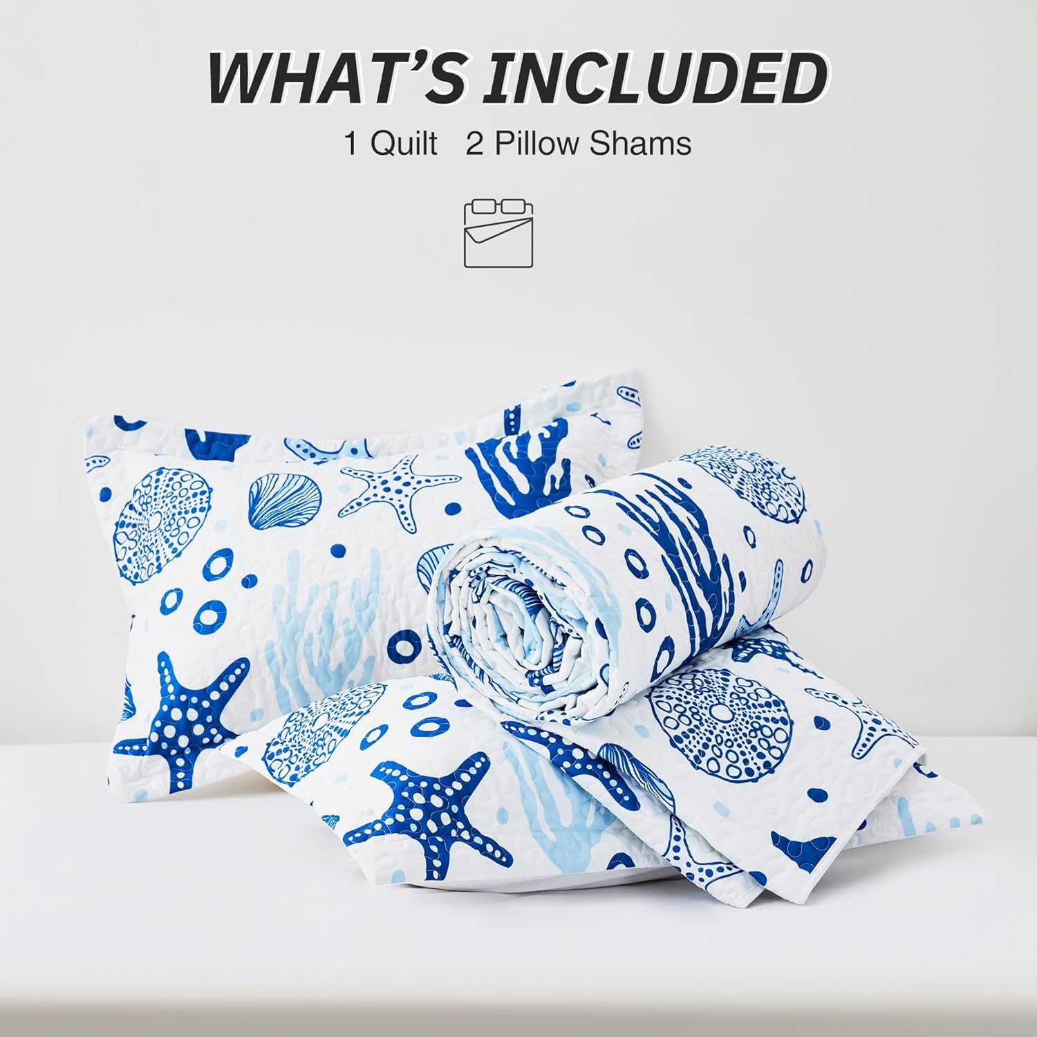 Loves Cabin Coastal White Quilt Set - 3 Piece