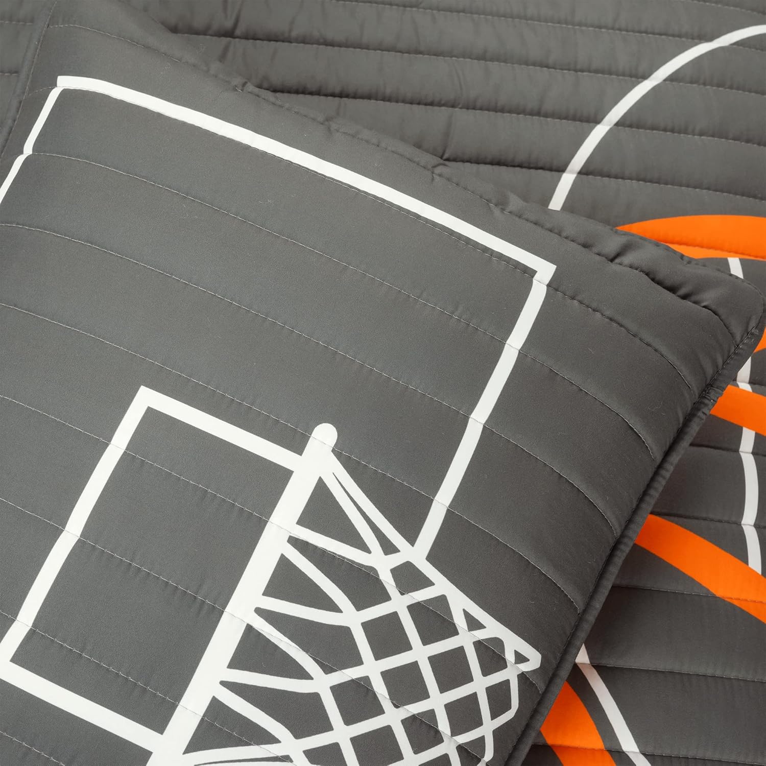 Lush Decor Basketball Quilt Set 4 Piece Twin Charcoal