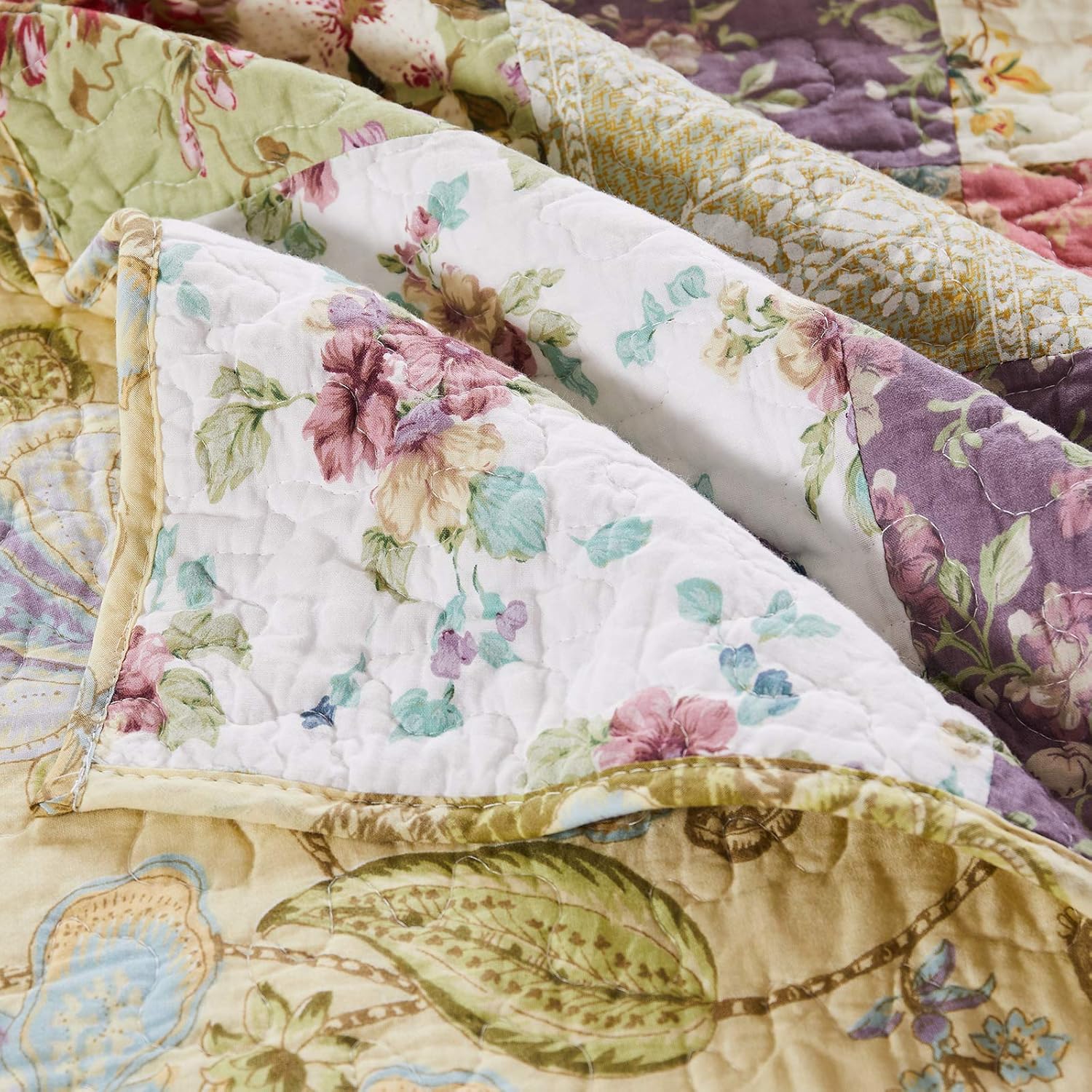 Greenland Home Blooming Prairie Cotton Patchwork Reversible Quilt Set Twin XL