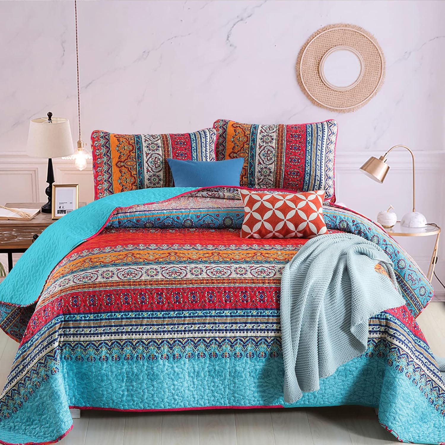 WONGS BEDDING Boho Quilt Set Queen Size