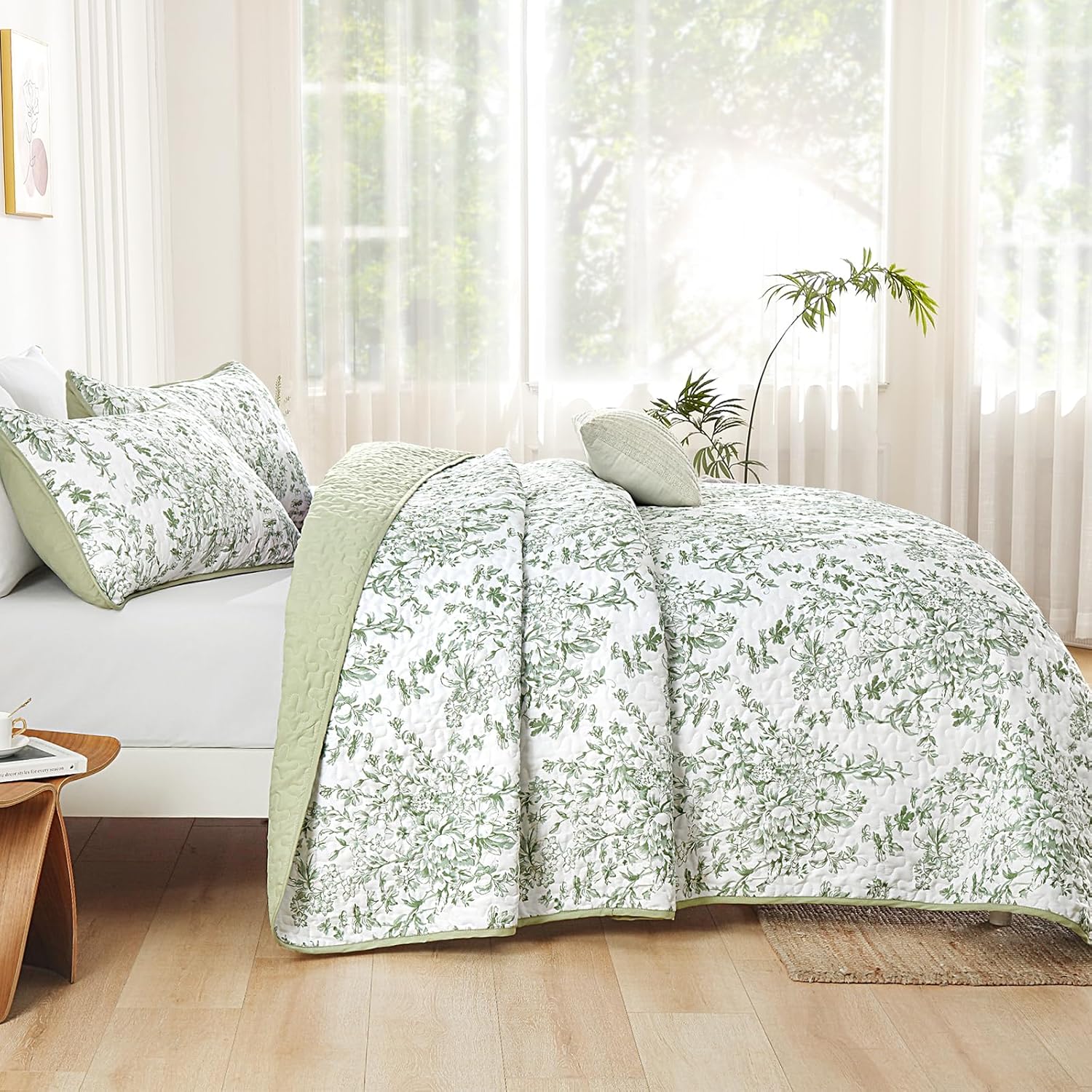 WONGS BDEEING California King Quilt Set Sage Green