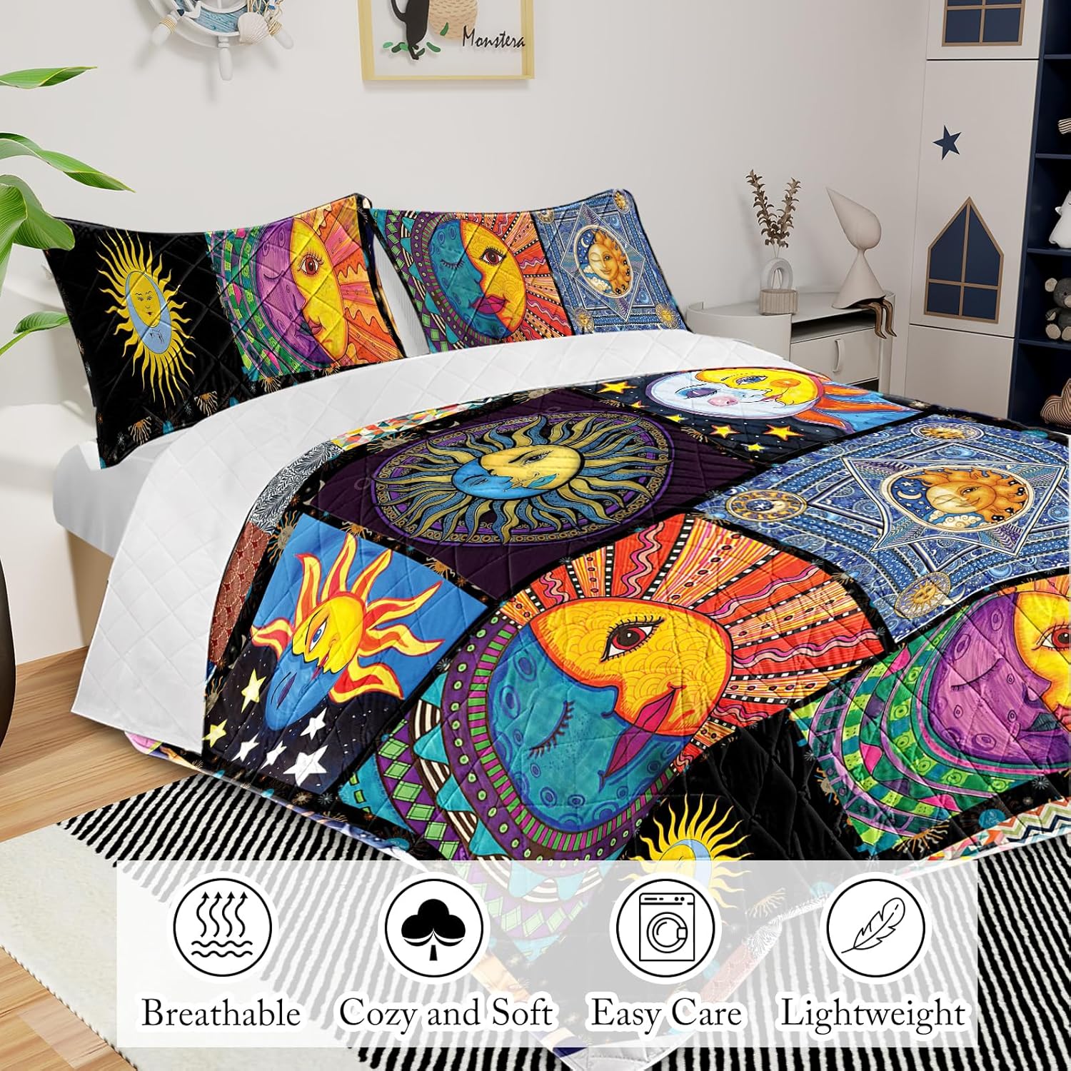 MASTERMARK Bohemian Sun Moon Pattern Quilt Set