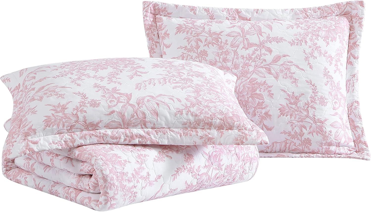 Laura Ashley King Quilt Set with Shams - Bedford Pink
