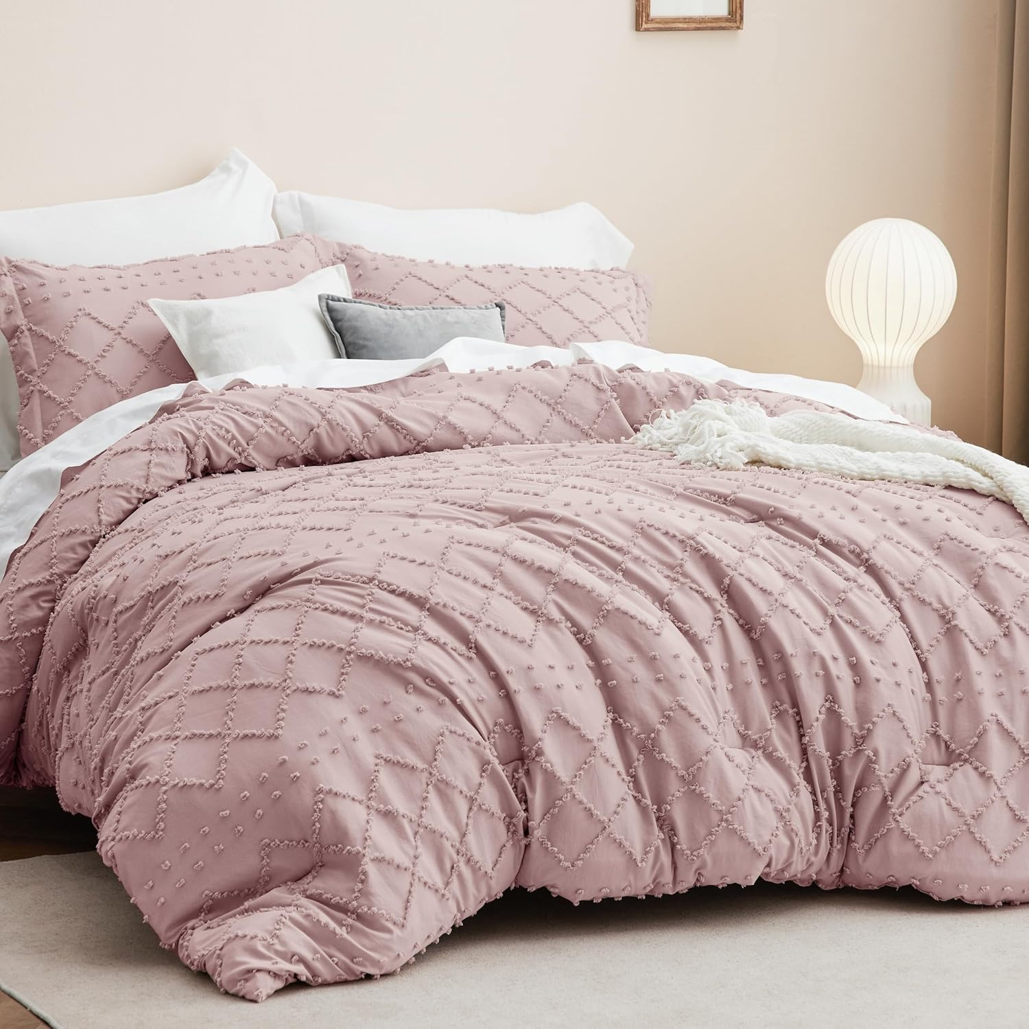 Bedsure Queen Comforter Set Dusty Rose