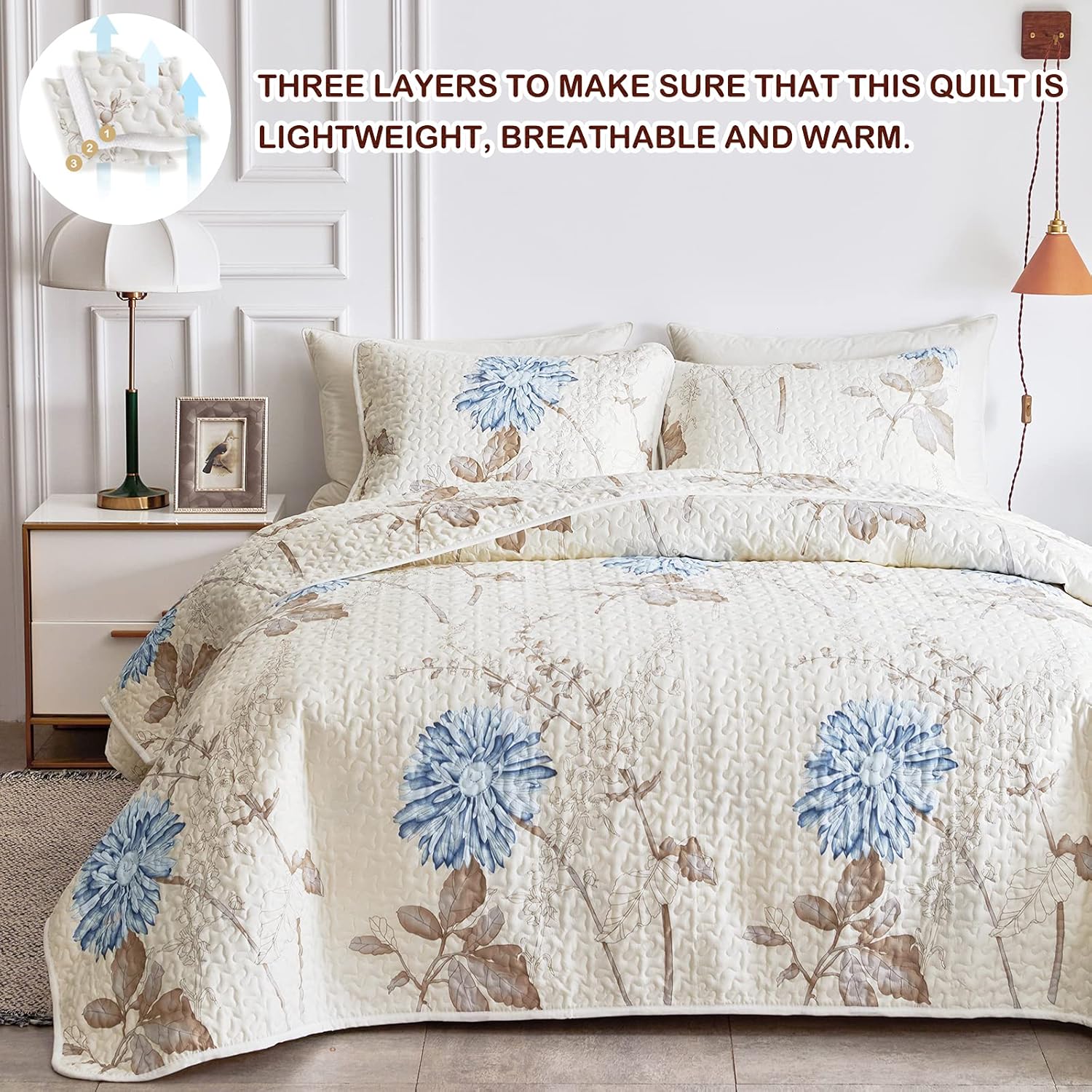 Joyreap 3 Piece Microfiber Quilt Set