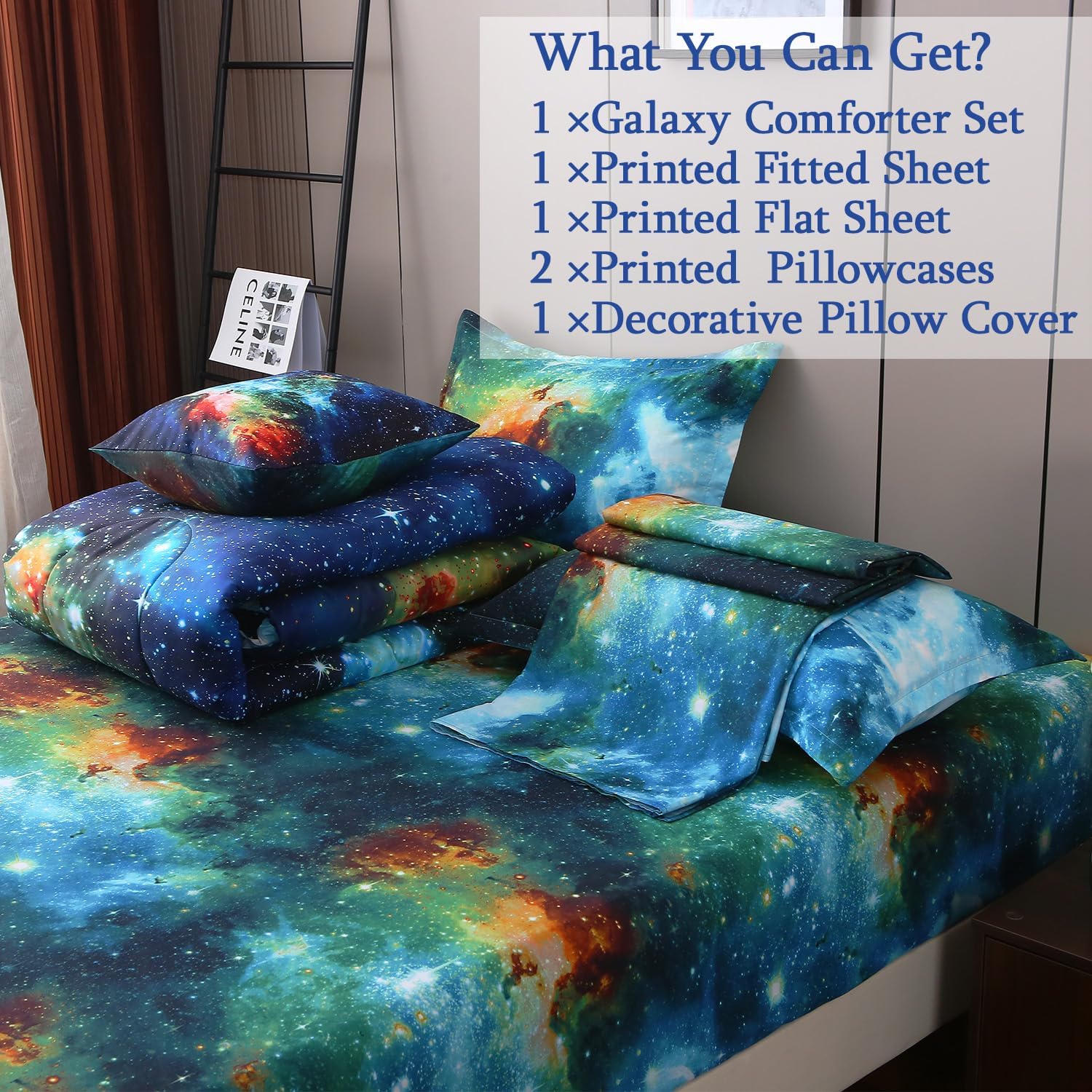 JQinHome Galaxy Themed 6-Piece Bed in a Bag