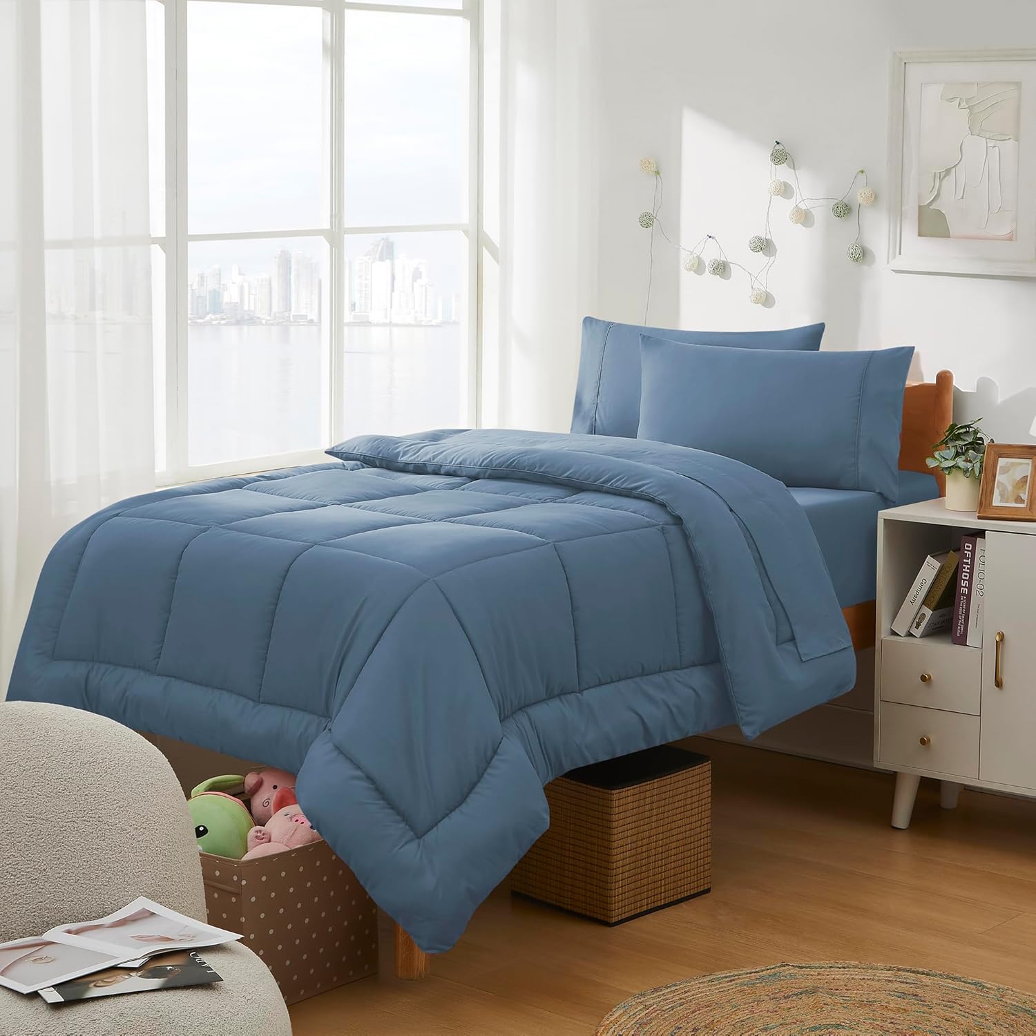 Sweet Home Collection Dorm Room Comforter Set Denim Blue Twin XL