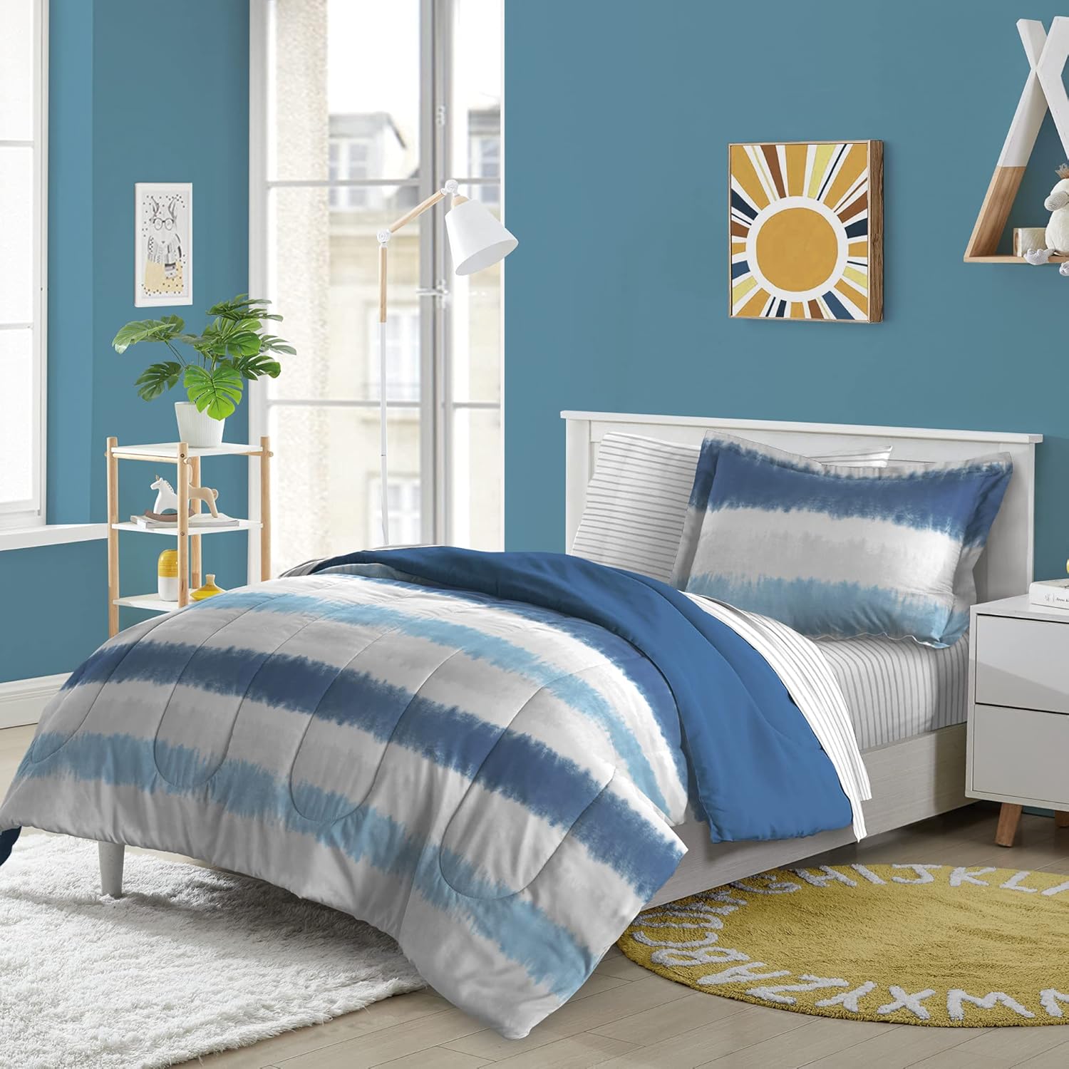 Dream FACTORY Kids 5-Piece Bed Set Blue Tie Dye