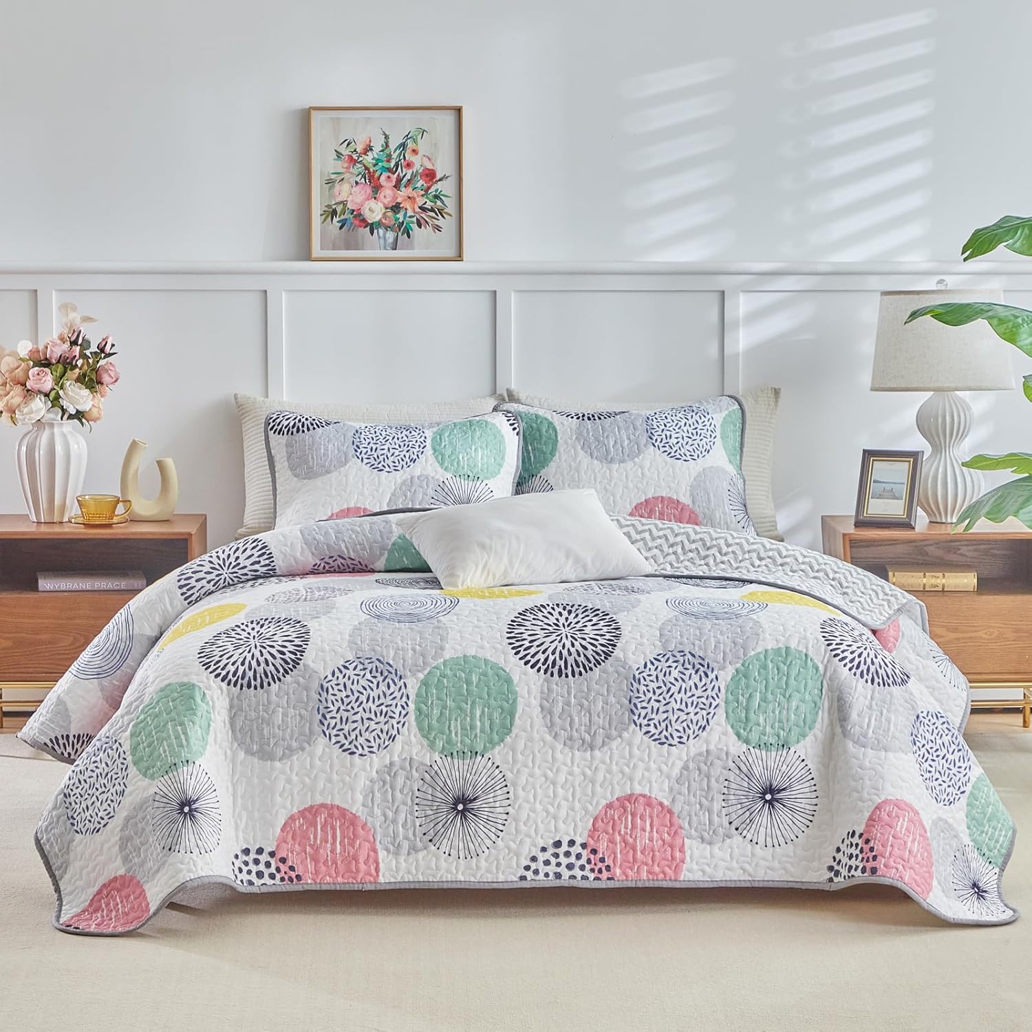 UOZZI BEDDING 3 Piece Reversible Quilt Set Queen Size 1
