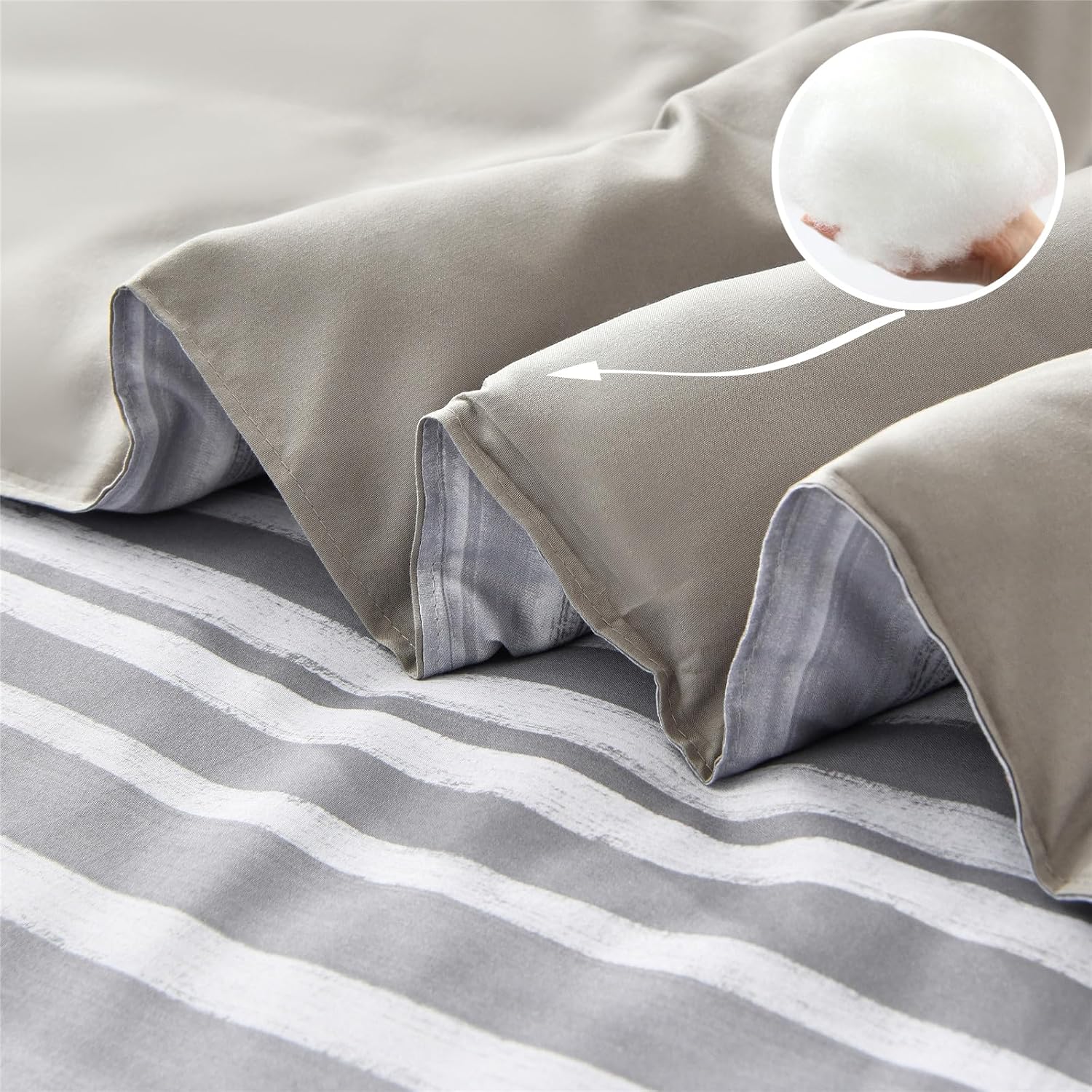 KAKIJUMN 7-Piece Full Stripe Comforter Set