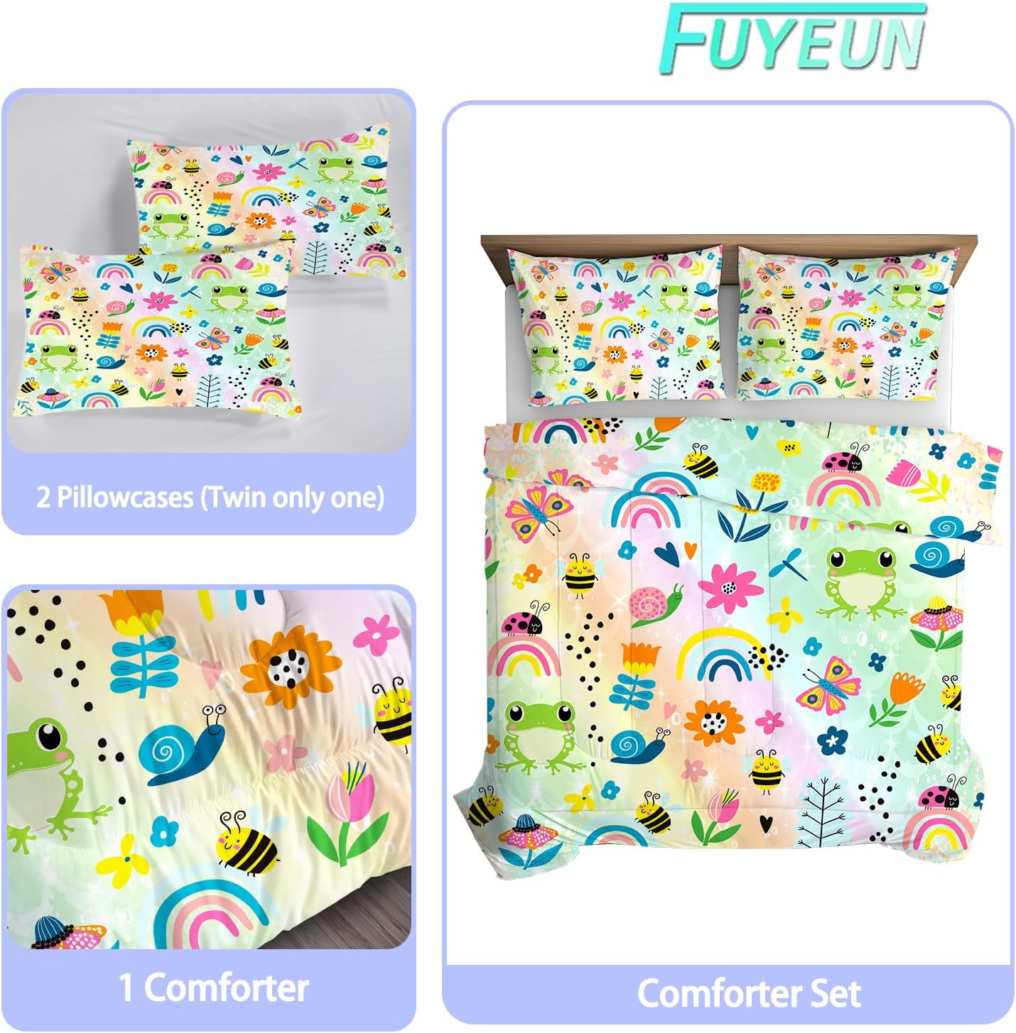 FUYEUN Rainbow Comforter Set Queen Size 1