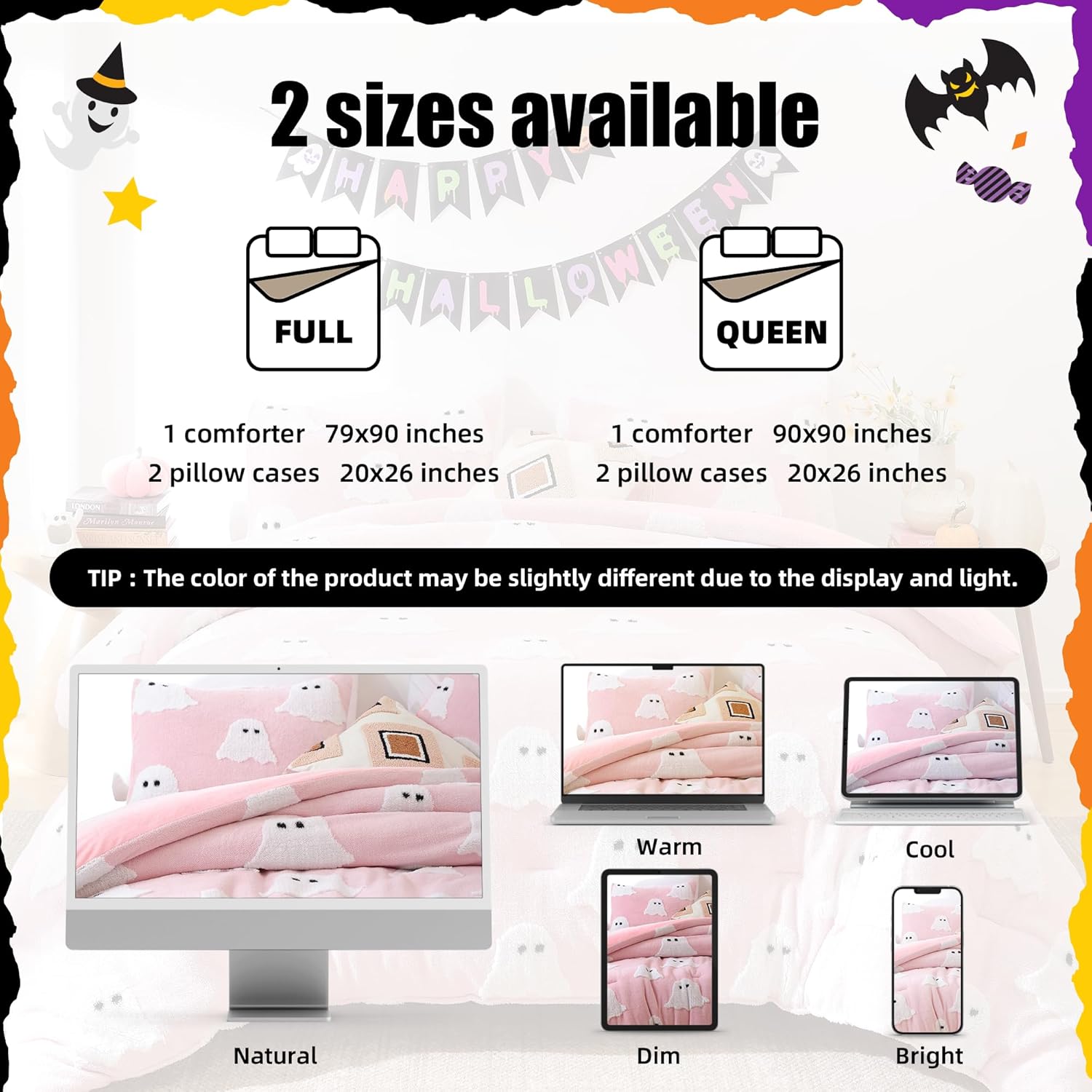 Smoofy Halloween Comforter Set - Lightweight Full Size Bedding