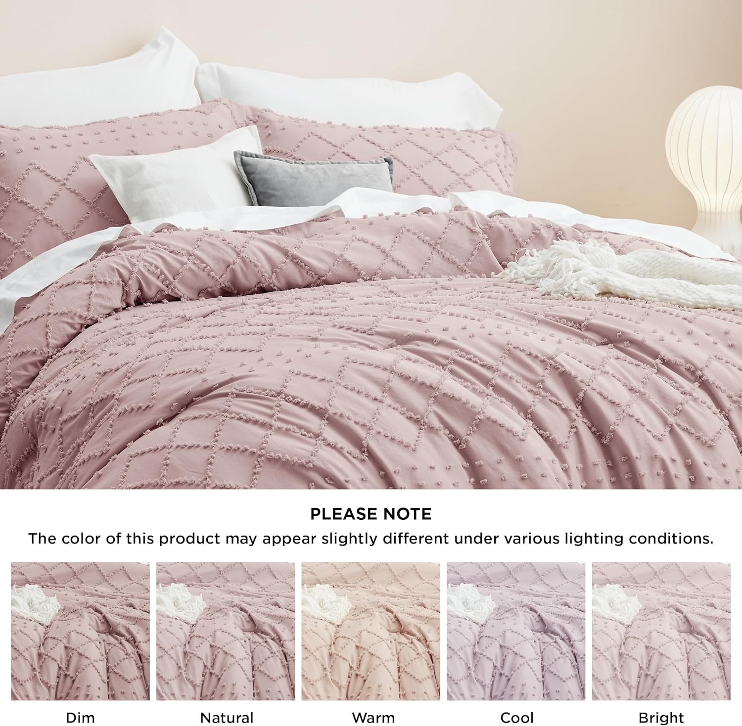 Bedsure Queen Comforter Set Dusty Rose