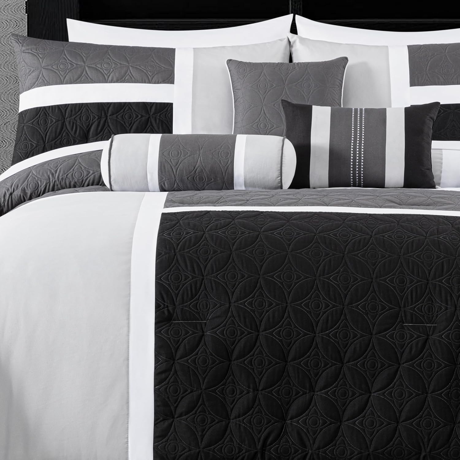 Chezmoi Upland 7-Piece Patchwork Comforter Set Queen