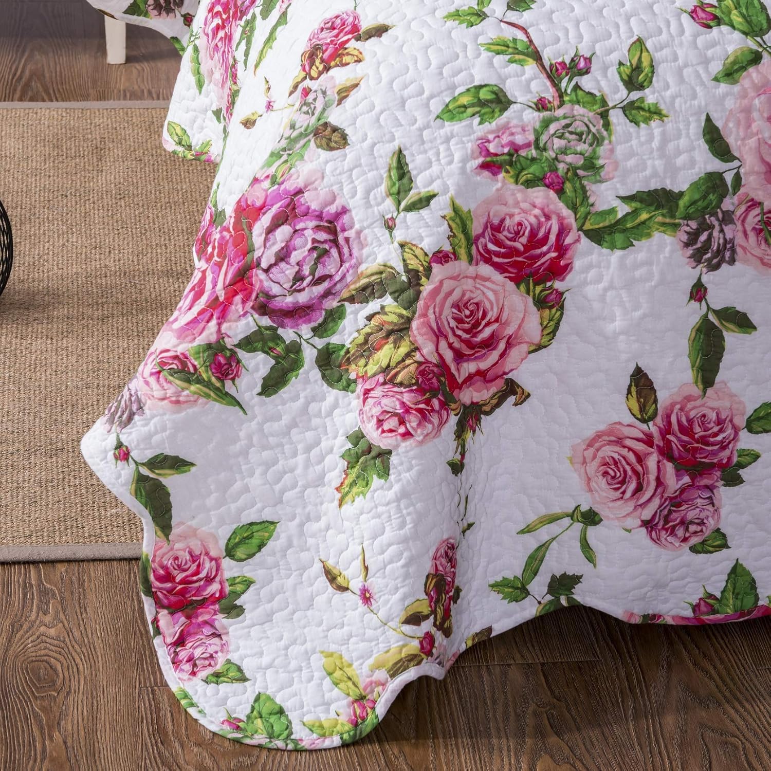 DaDa Bedding Romantic Roses Floral Bedspread Set - Cal King 3-Piece