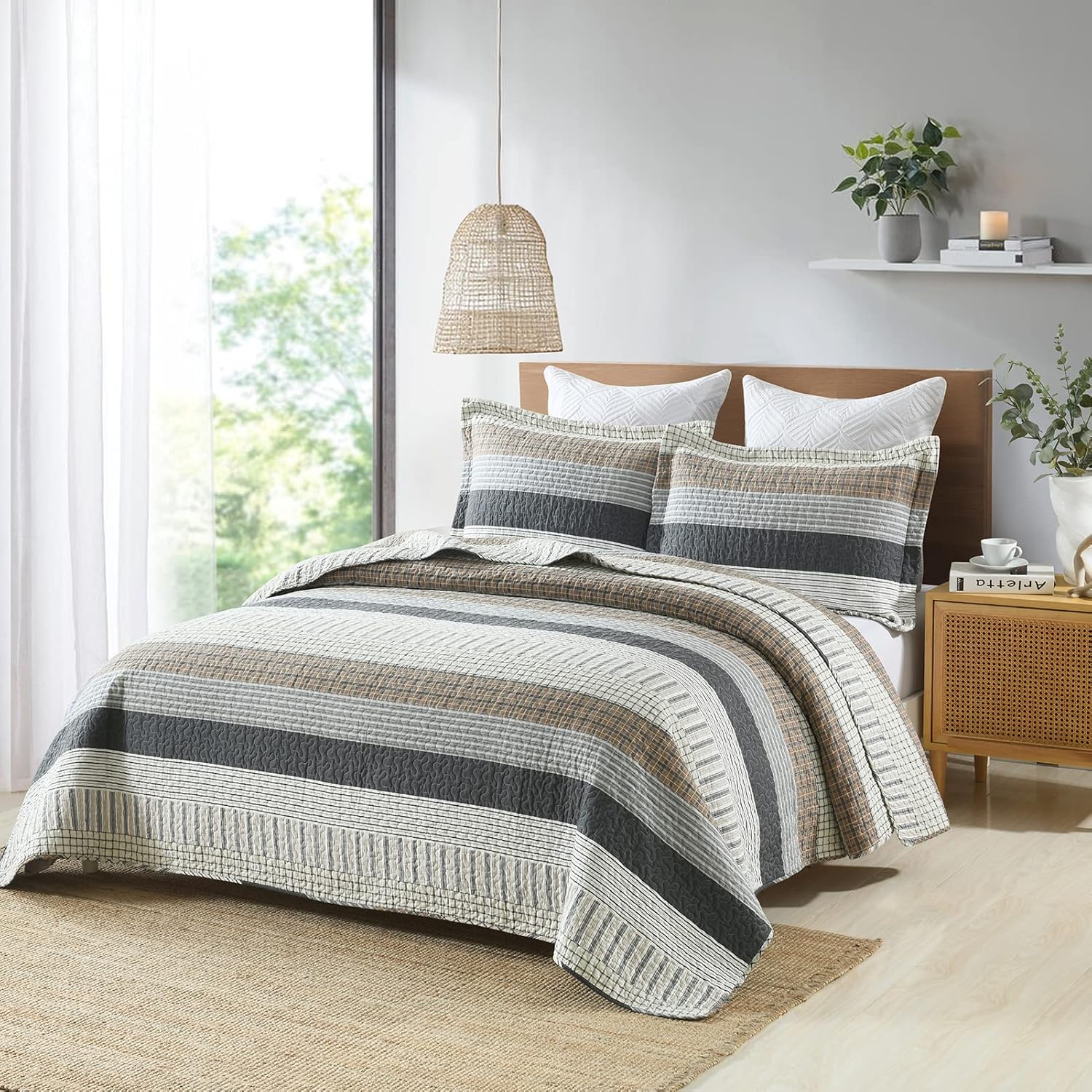 PANGUSHAN 100 Cotton King Quilt Set 3 Pieces