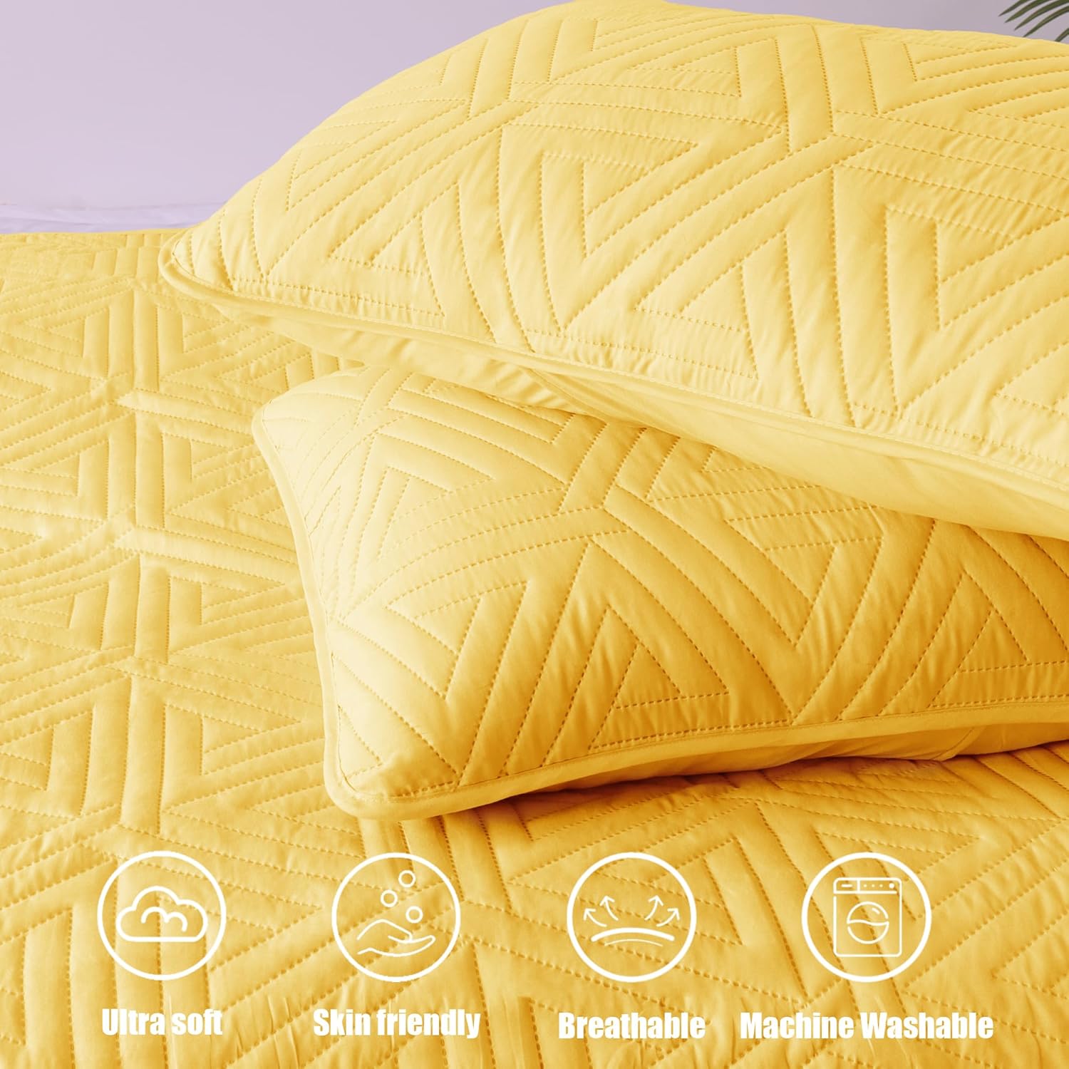 Whale Flotilla Soft Twin Quilt Set Yellow