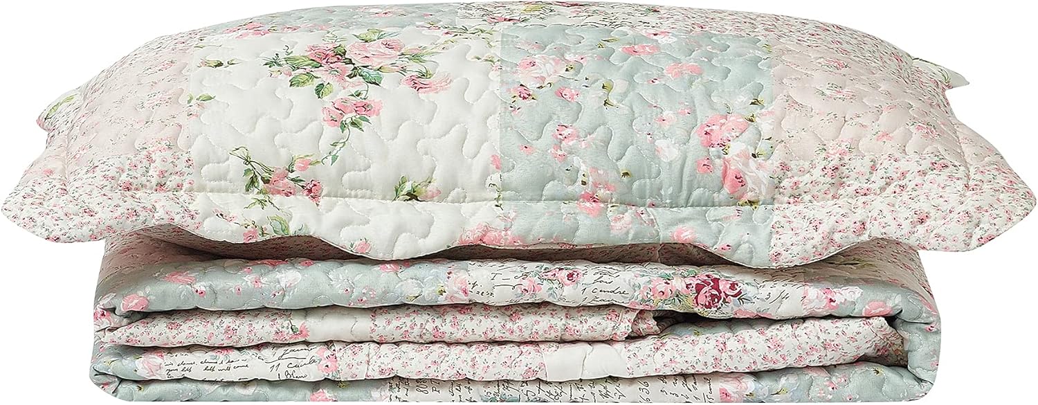 Brilliant Sunshine Rose Sage Quilt Set 2-Piece Twin XL