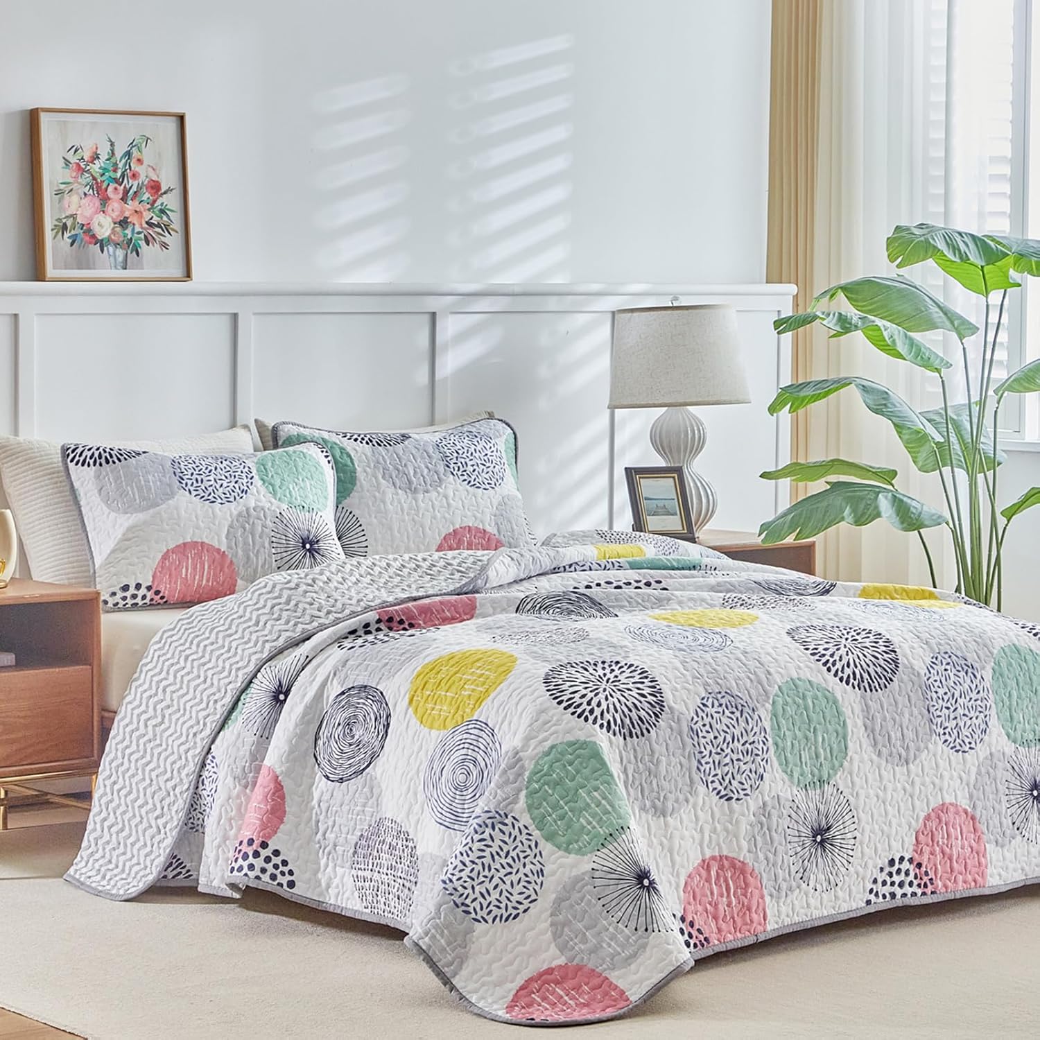 UOZZI BEDDING 3 Piece Reversible Quilt Set Queen Size 1